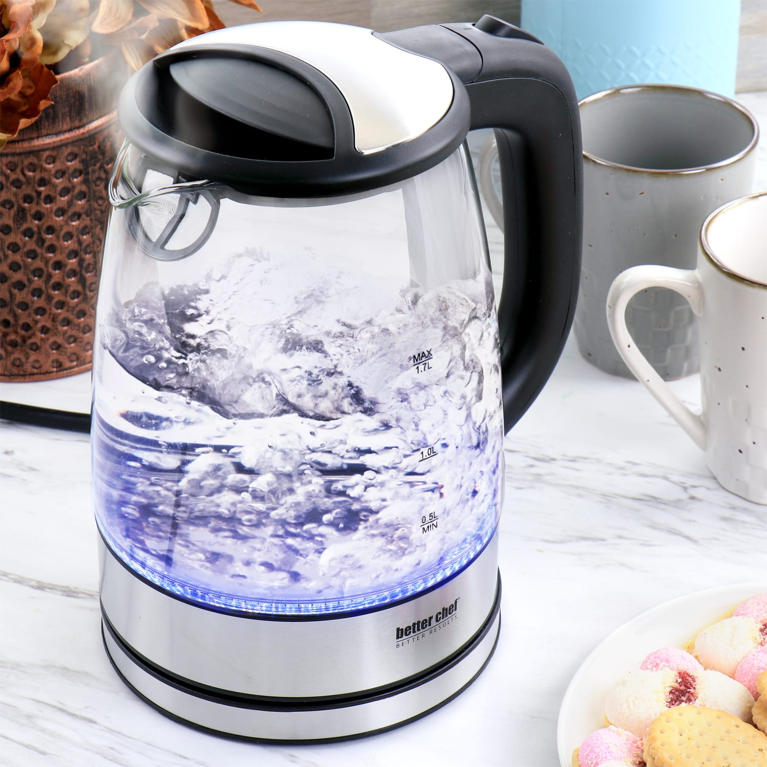 Better Chef 1.7-Liter Stainless Steel Electric Kettle, Clear - Image 5