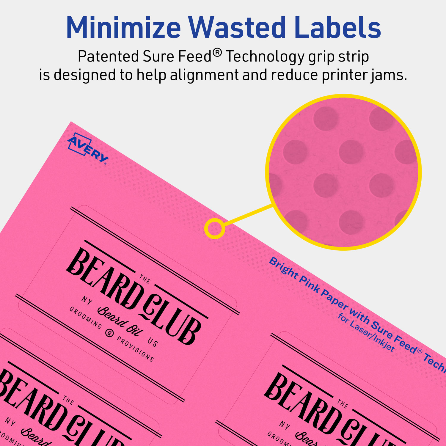 Avery Print-To-The-Edge Labels With Sure Feed Technology And Easy Peel, 94237-BPP80, Rectangle, 2in x 3in, Matte Bright Pink, Pack of 640 - Image 5