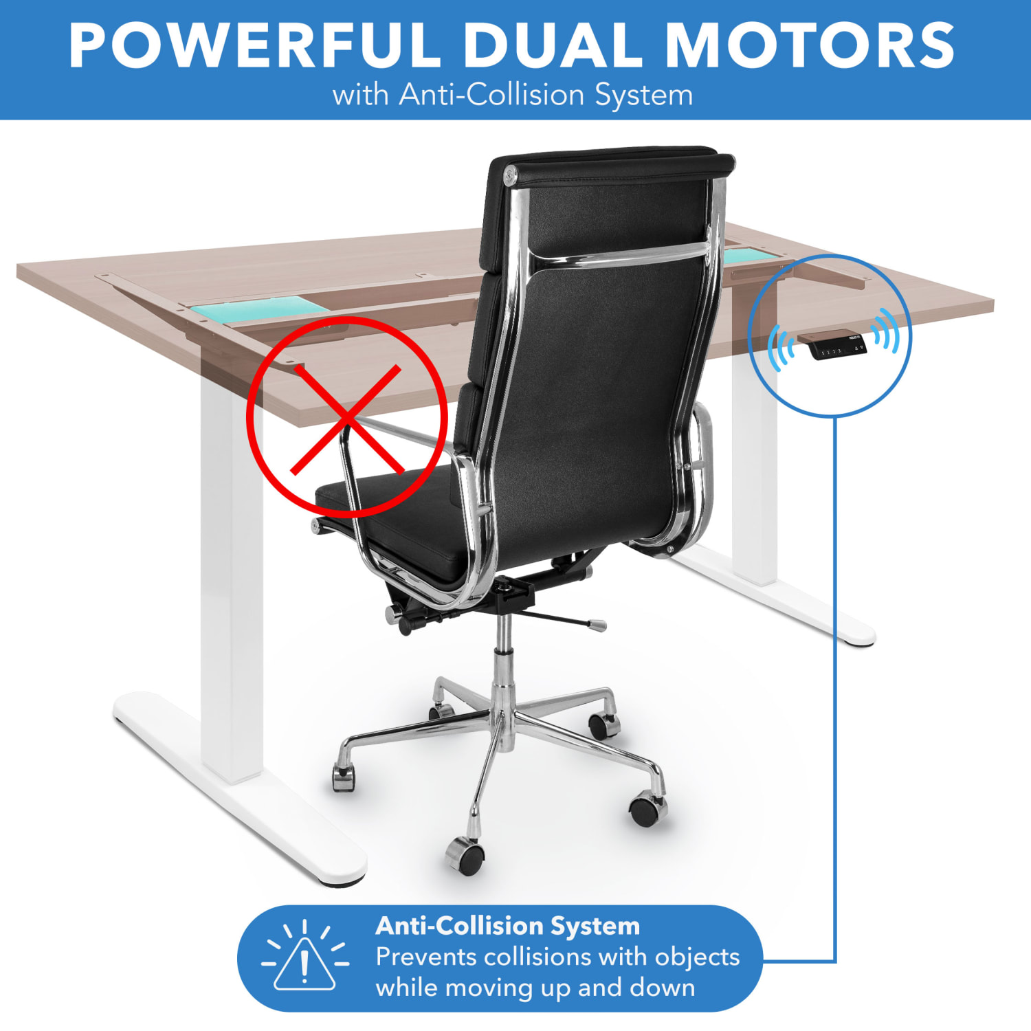 Mount-It! Dual Motor Electric Standing 55inW Adjustable Height Desk, Brown - Image 6