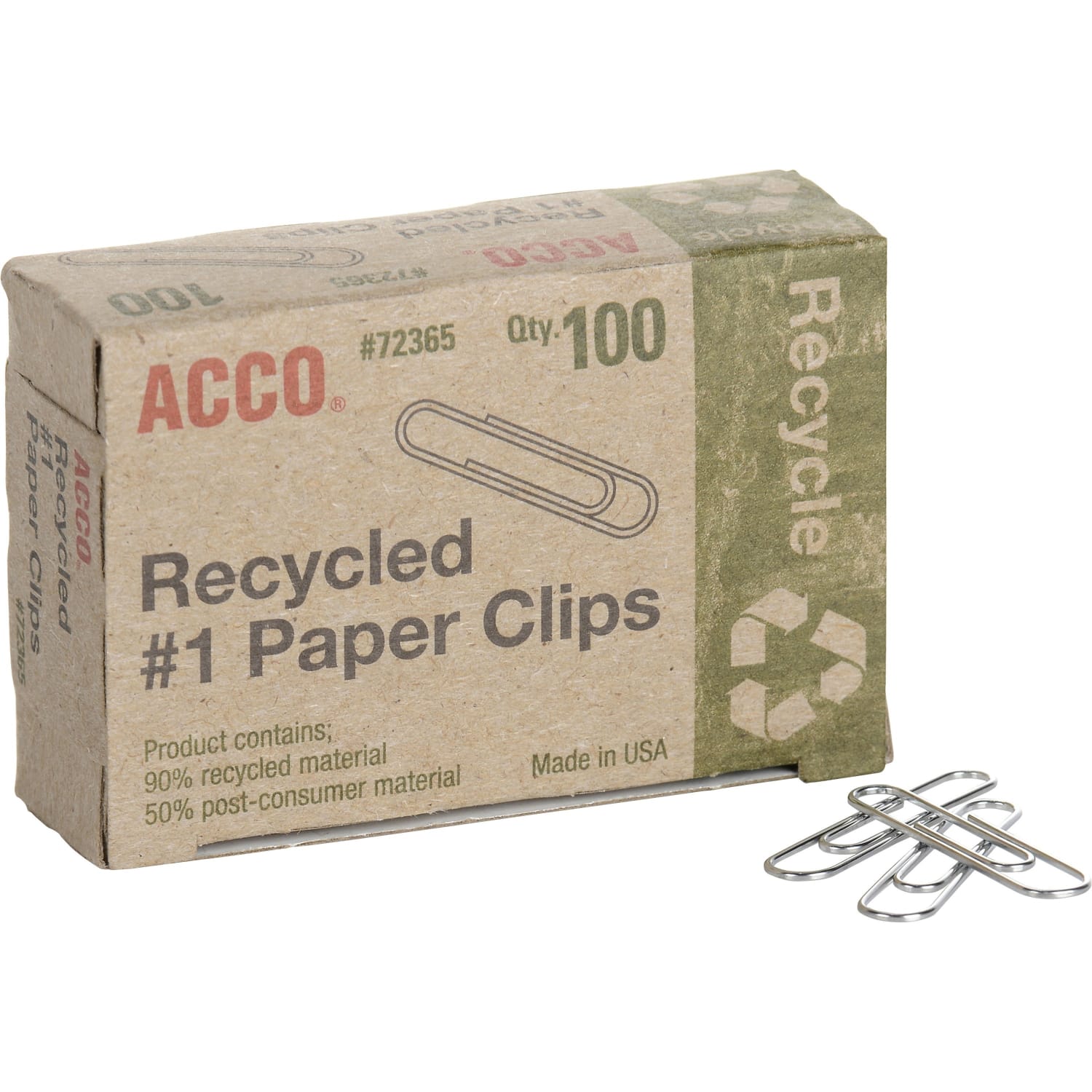ACCO Paper Clips, Box Of 100, No. 1, 90% Recycled, Silver - Image 5