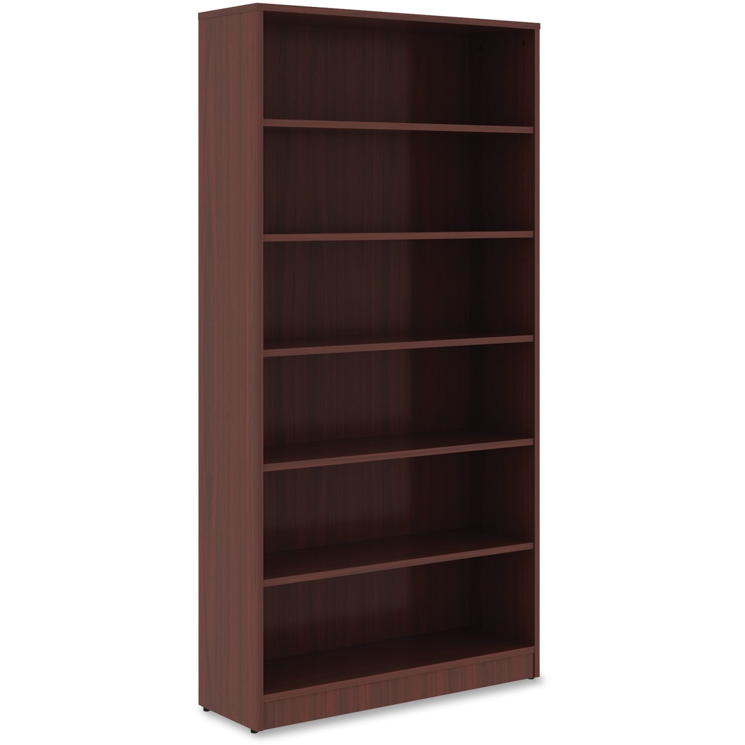 Lorell Essentials 72inH 6-Shelf Bookcase, Mahogany - Image 4