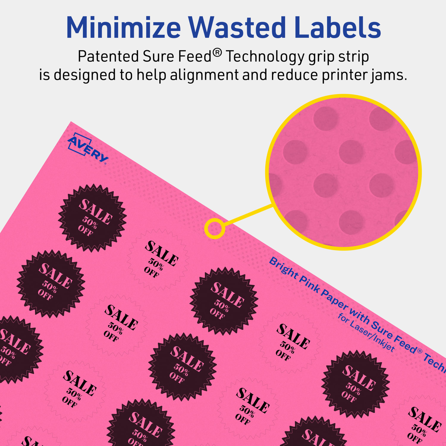 Avery Print-To-The-Edge Labels With Sure Feed Technology, 94606-BPP10, Starburst, 1in, Matte Bright Pink, Pack of 480 - Image 5