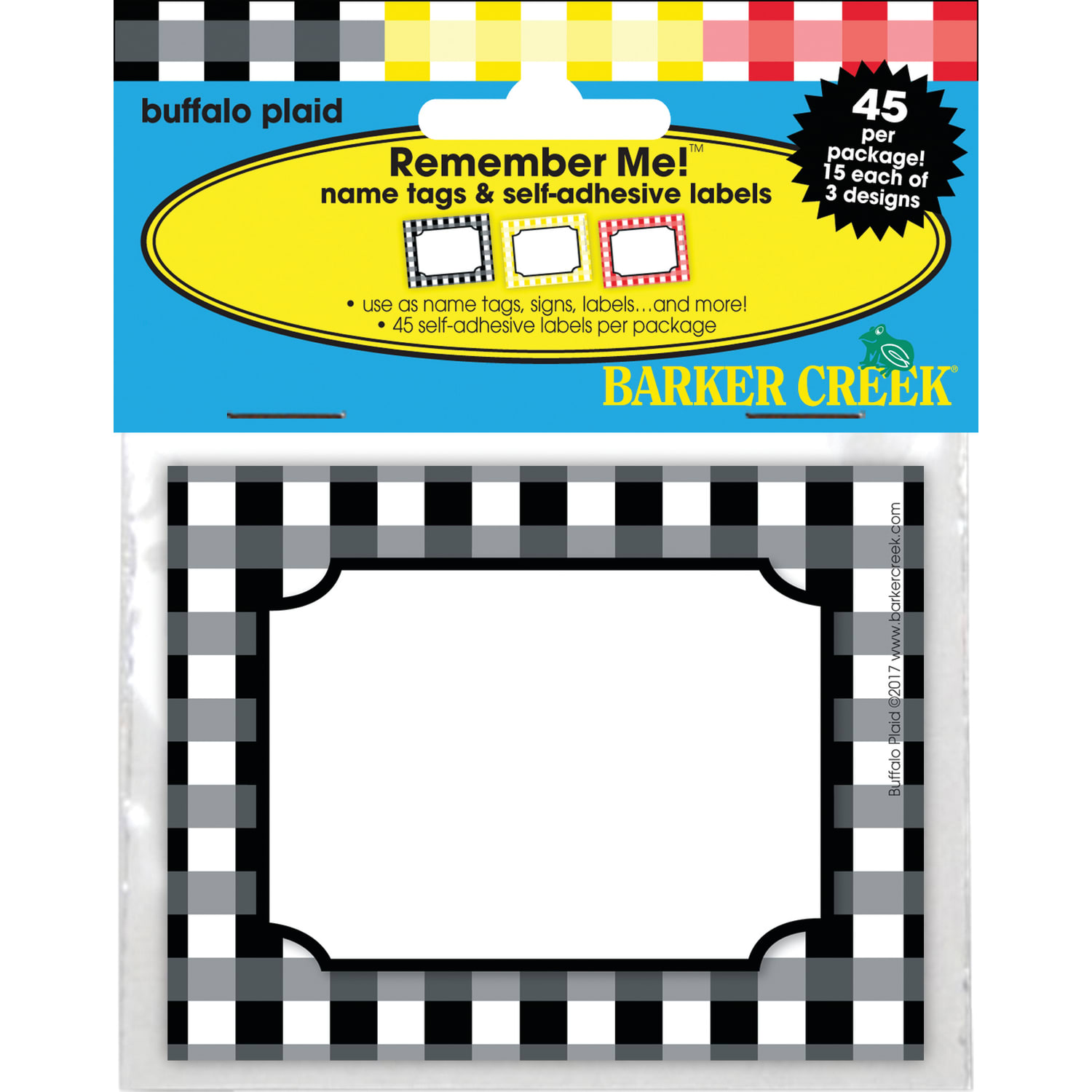 Barker Creek Name Badges/Self-Adhesive Labels, 3 1/2in x 2 3/4in, Buffalo Plaid, Pack Of 45 - Image 6