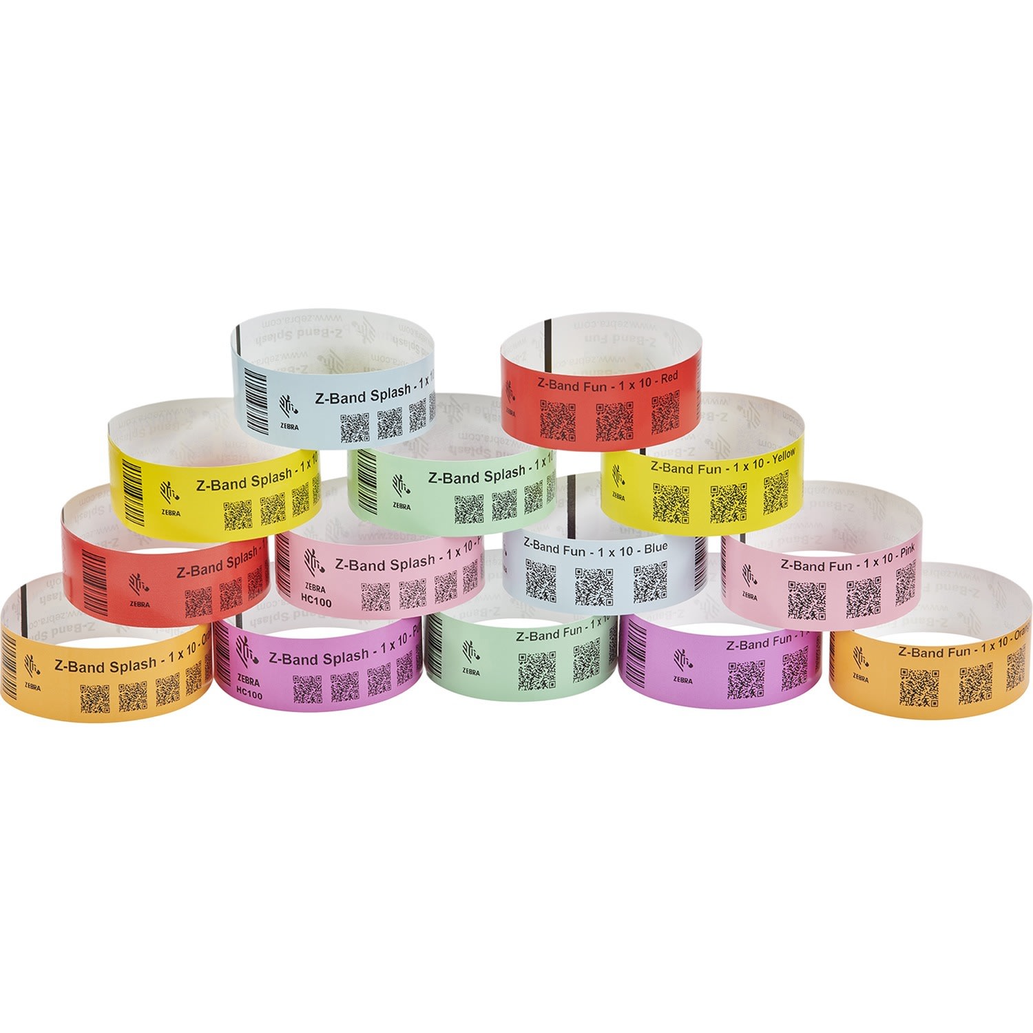 Zebra Wristband Polypropylene 1x 10in Direct Thermal Zebra Z-Band Fun Red 1 in core - 1inx 10in - Permanent Adhesive - 100127121