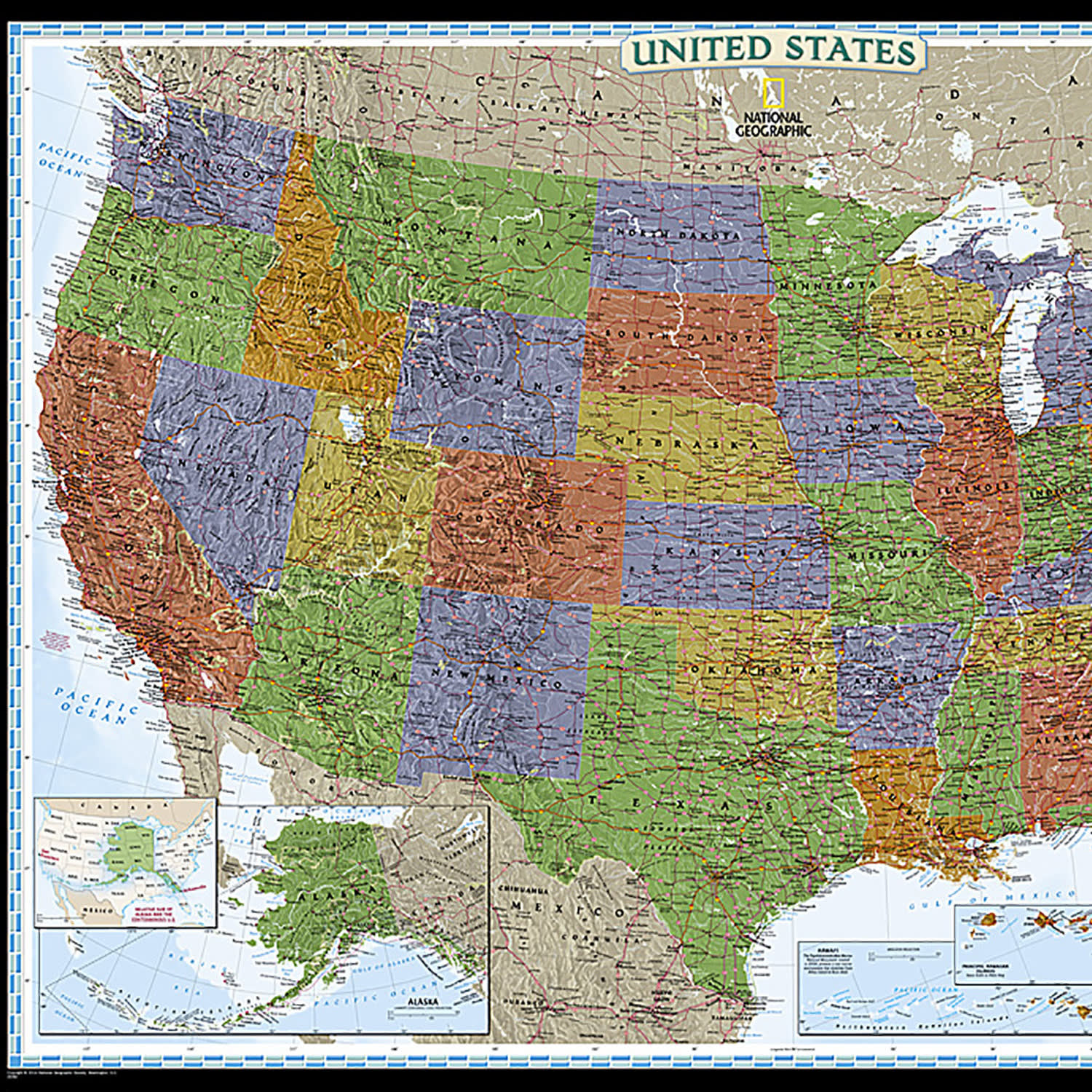 National Geographic United States Decorator Map, Enlarged and Laminated, 43.5in x 30.5in - Image 3