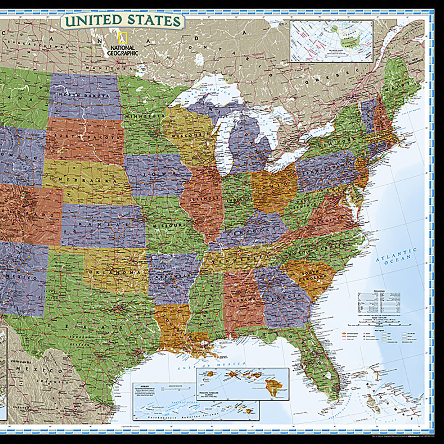 National Geographic United States Decorator Map, Enlarged and Laminated, 43.5in x 30.5in - Image 4