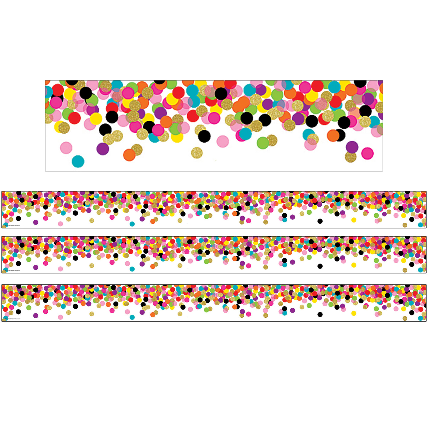 Teacher Created Resources Straight Border Trim Rolls, 50', Confetti, Pack Of 3 Rolls
