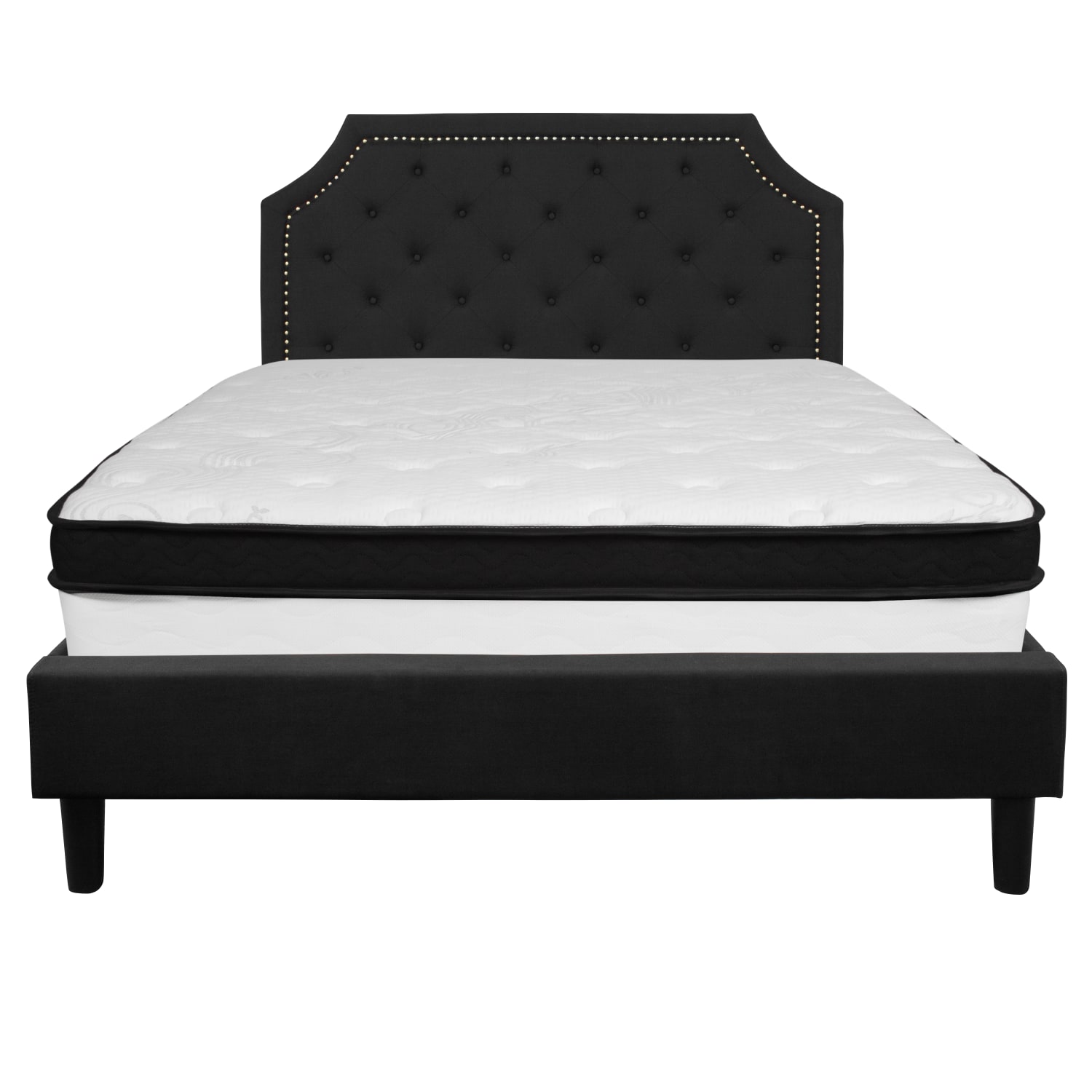Flash Furniture Brighton Arched Tufted Upholstered Platform Bed And Memory Foam Pocket Spring Mattress, Queen, Black - Image 6