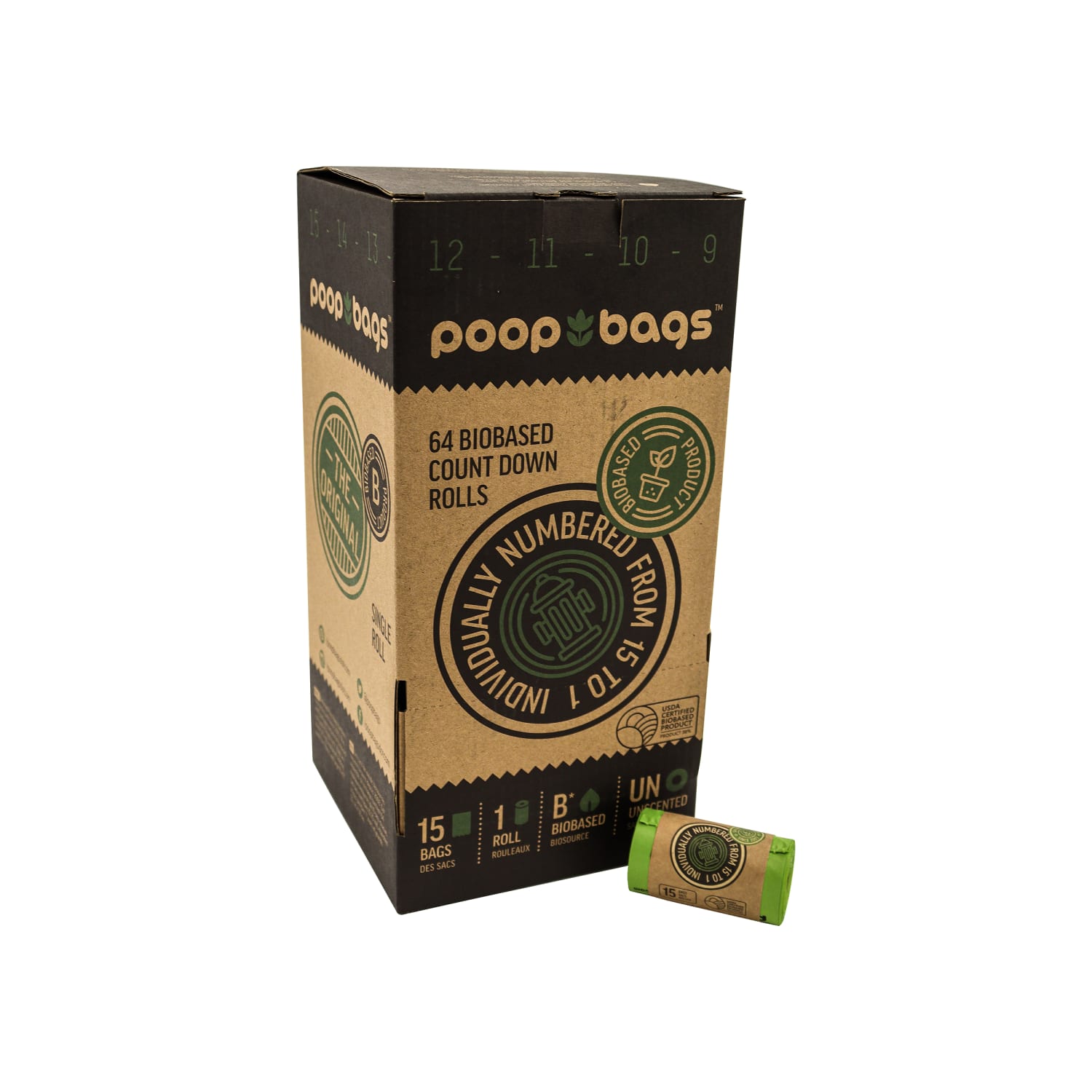 The Original Poop Bags SuperBox, 7.05 Oz, Green, 15 Bags Per Roll, Box Of 64 Rolls - Image 3