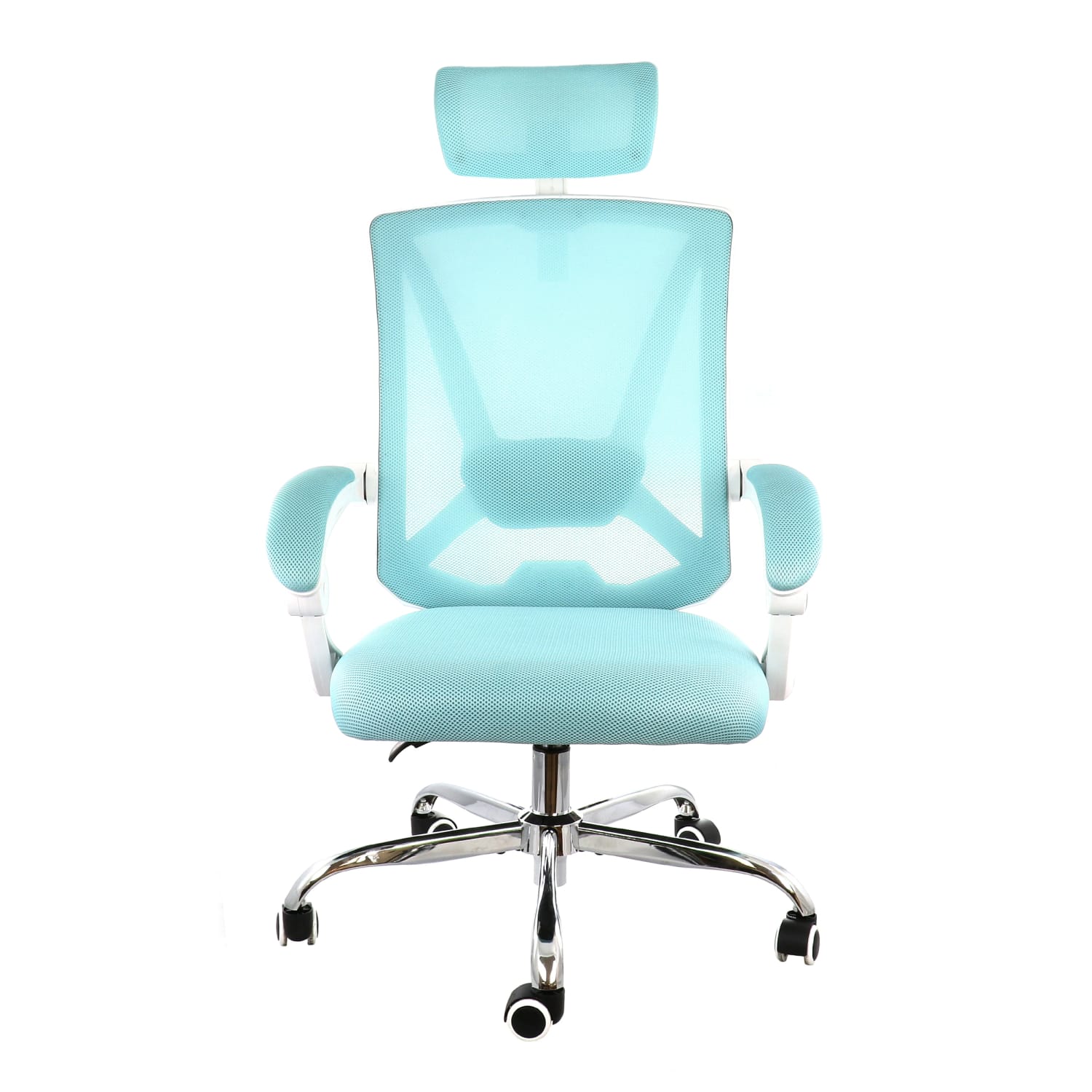 Elama Ergonomic Mesh Full-Back Adjustable Office Task Chair With Headrest, Blue/White - Image 6