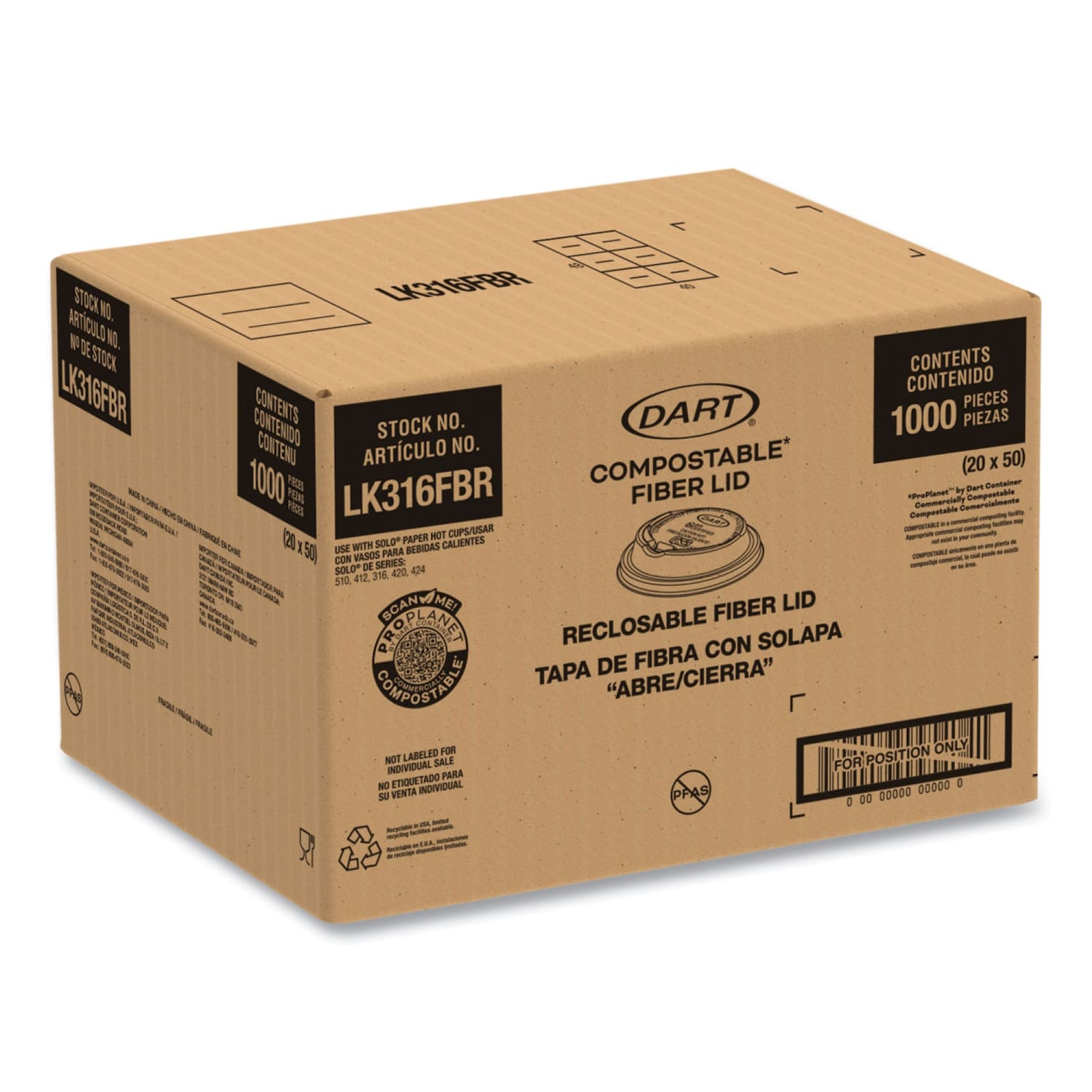 Dart ProPlanet Seal Fiber Lids For 10 Oz to 24 Oz Paper Cups, Tan, Pack Of 1,000 Lids - Image 4