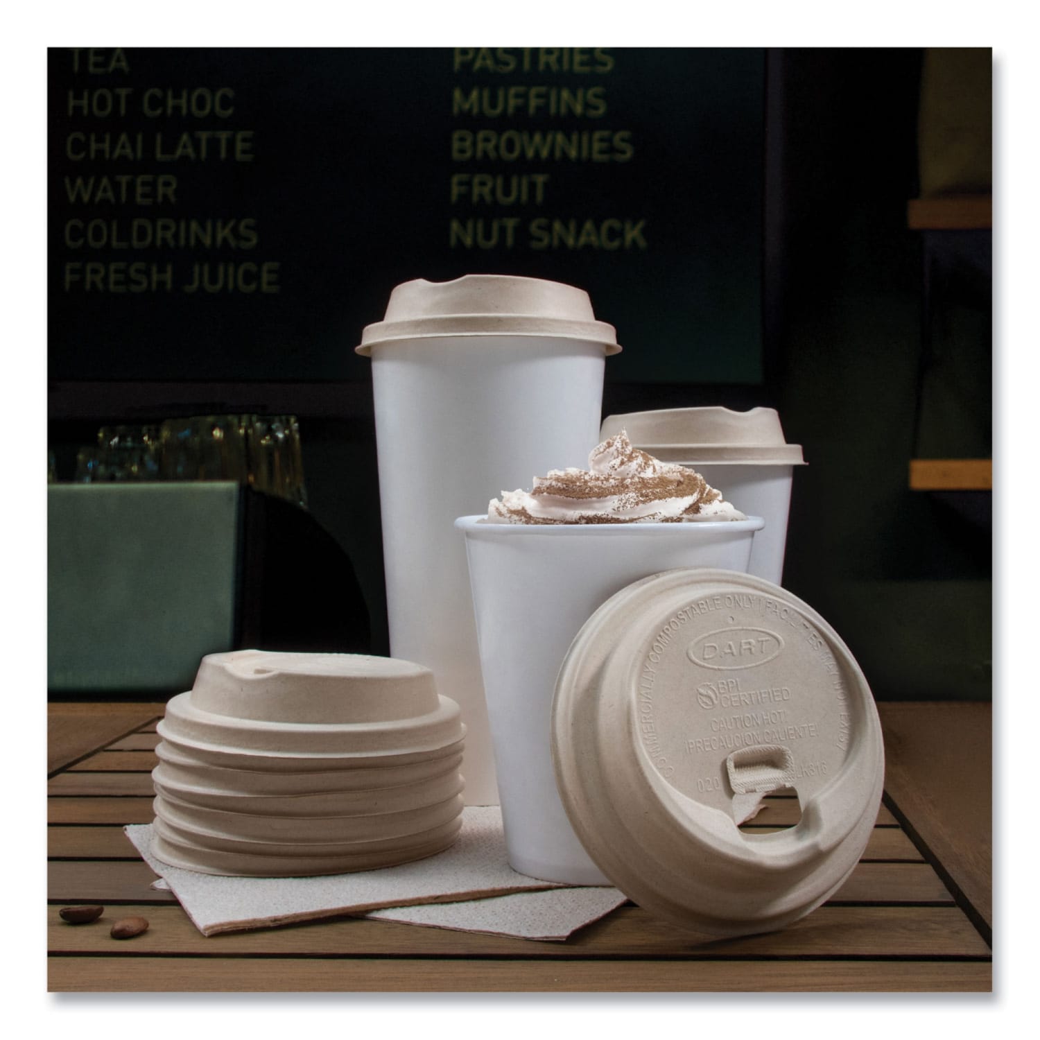 Dart ProPlanet Seal Fiber Lids For 10 Oz to 24 Oz Paper Cups, Tan, Pack Of 1,000 Lids - Image 6