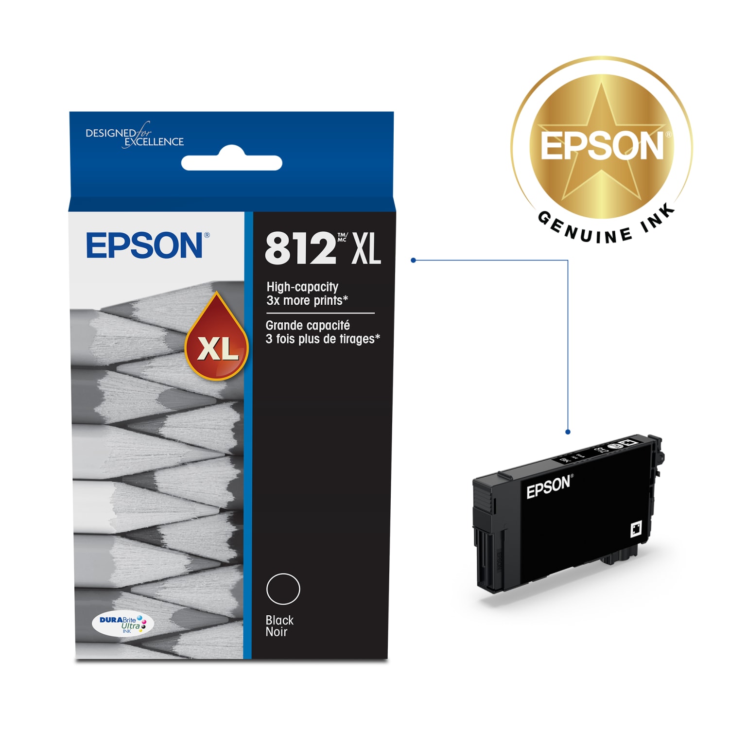 Epson 812XL DuraBrite Black High-Yield Ink Cartridge, T812XL120-S - Image 3