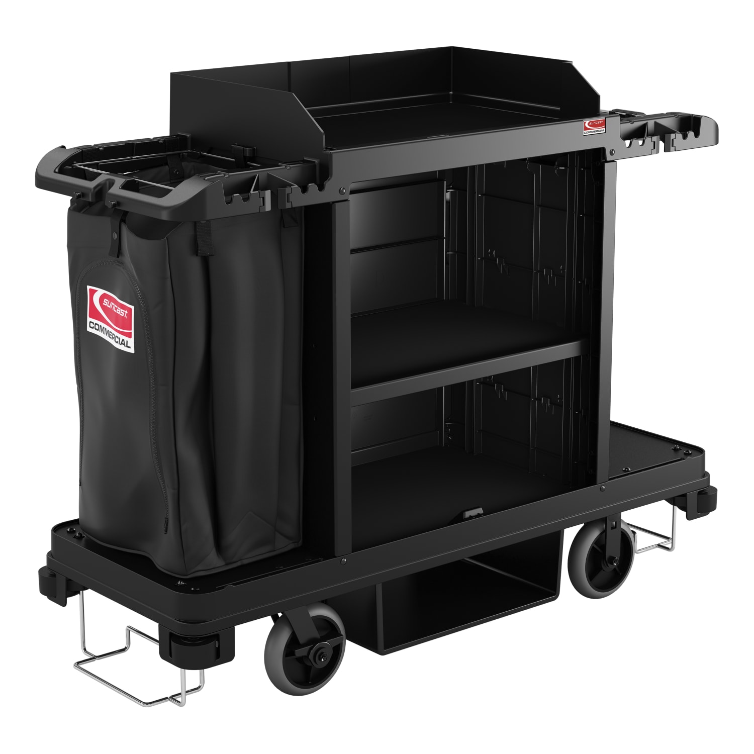 Suncast Commercial Housekeeping Cart, Standard, 49-3/4in x 24in, Black