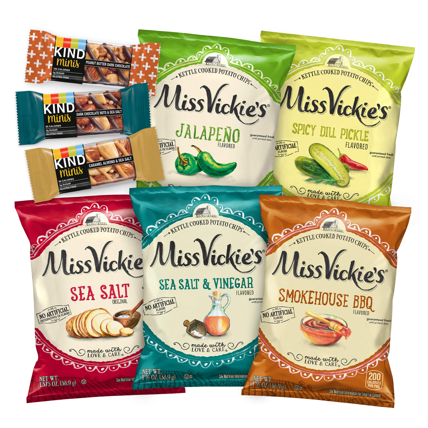 KIND Minis Dark Chocolate Nuts & Sea Salt And Caramel/Miss Vickies Kettle Cooked Chips Variety Pack - Image 6