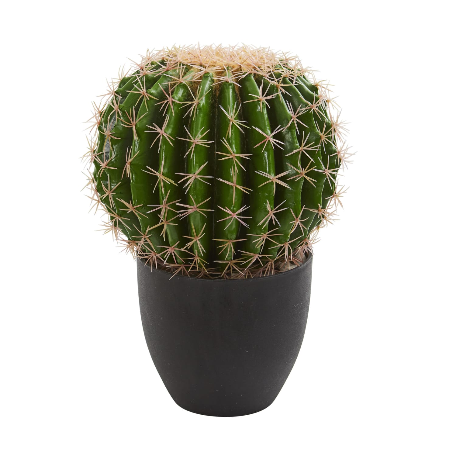 Nearly Natural 14in Artificial Cactus Plant With Planter, Green/Black