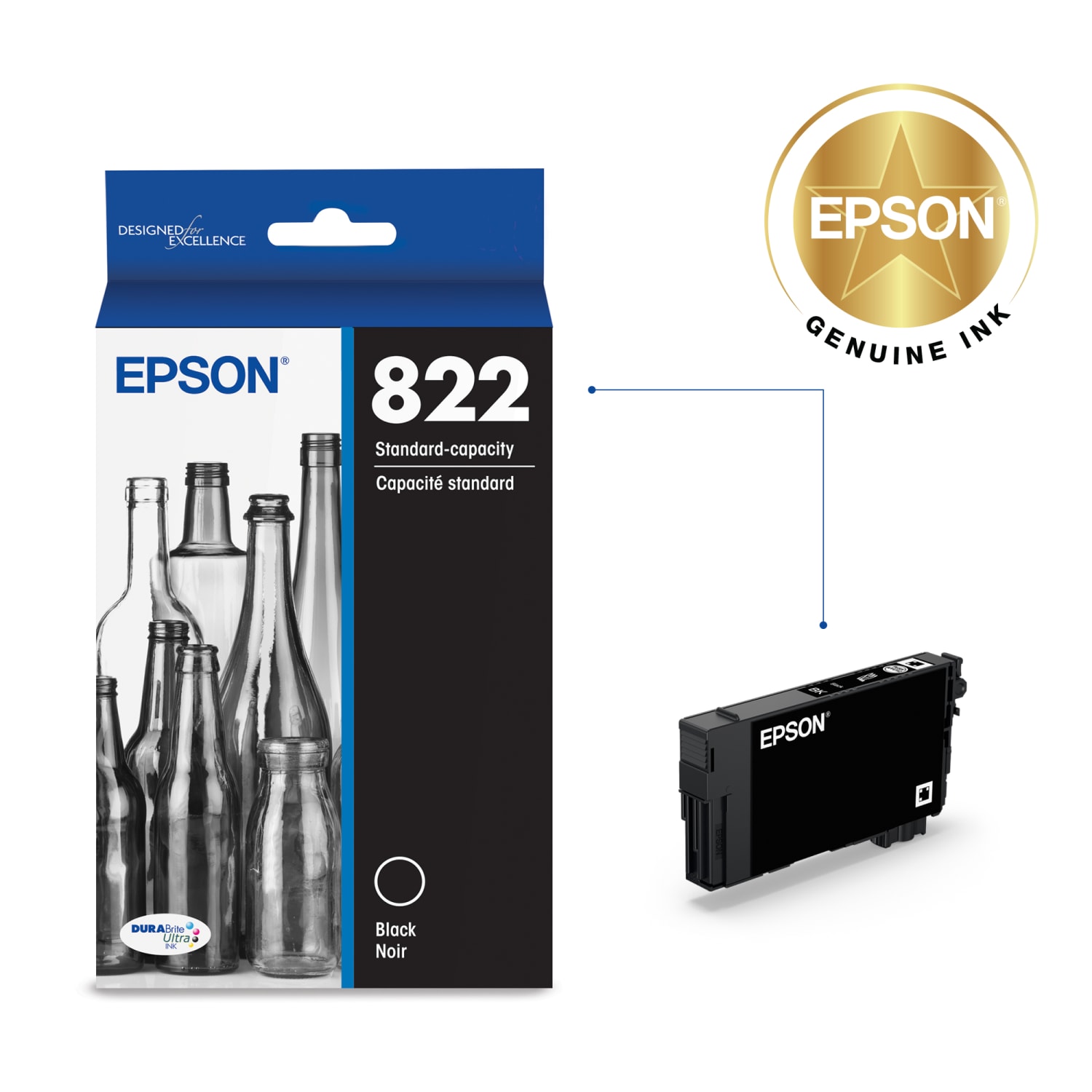 Epson 822 DuraBrite Ultra Black Ink Cartridge, T822120-S - Image 3
