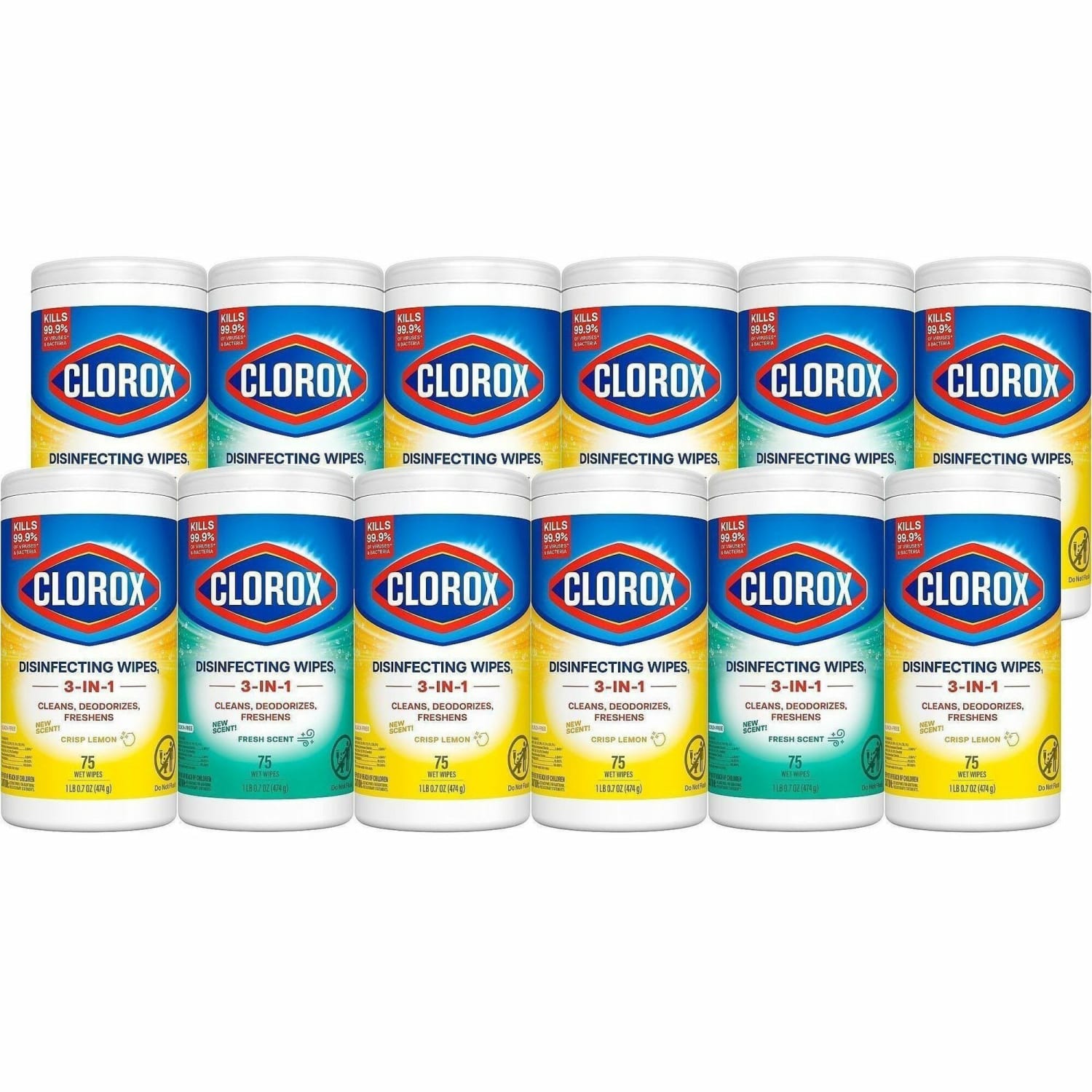 Clorox Disinfecting Bleach Free Cleaning Wipes Value Pack - Easy to Use, Bleach-free, Antibacterial - White - 75/Tub - 20 / Bundle