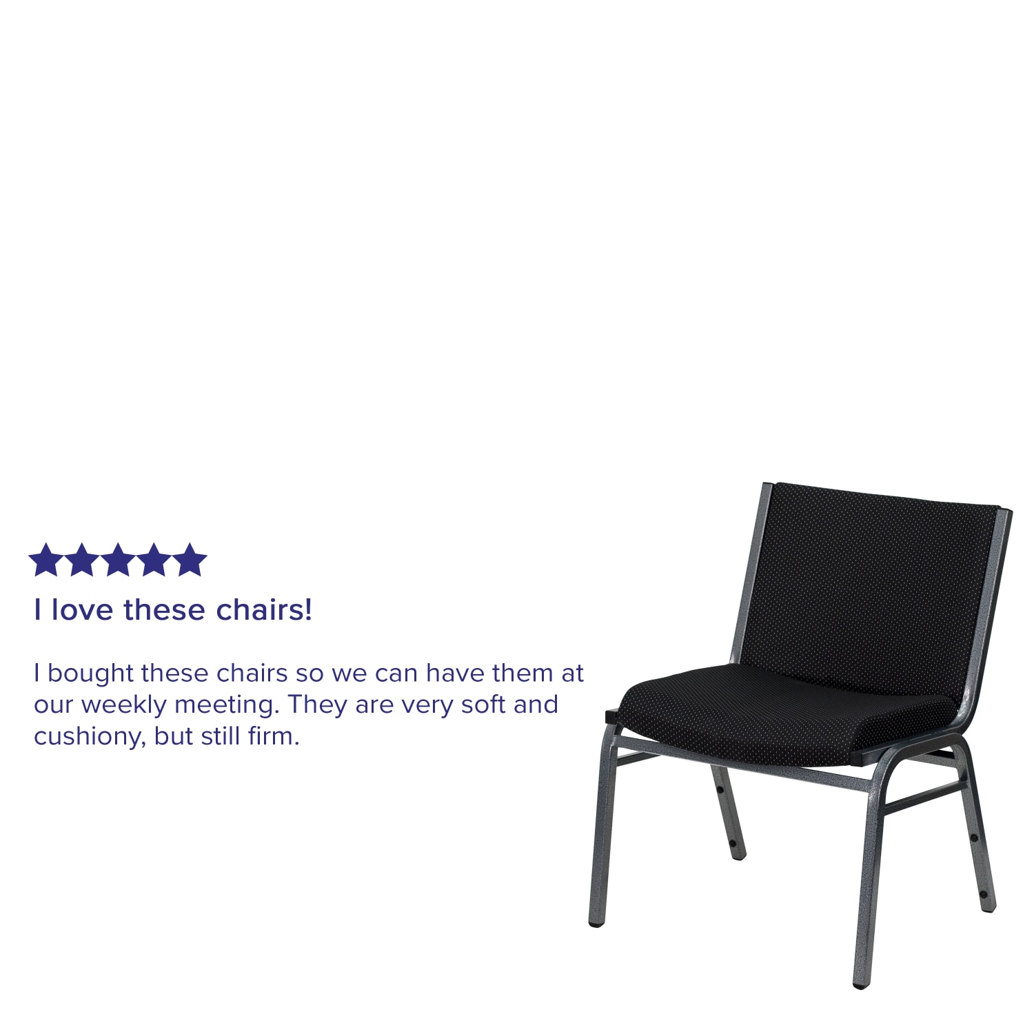 Flash Furniture HERCULES Big And Tall 1000 lb Rated Fabric Stack Chair BlackSilvervein PopularChairscom
