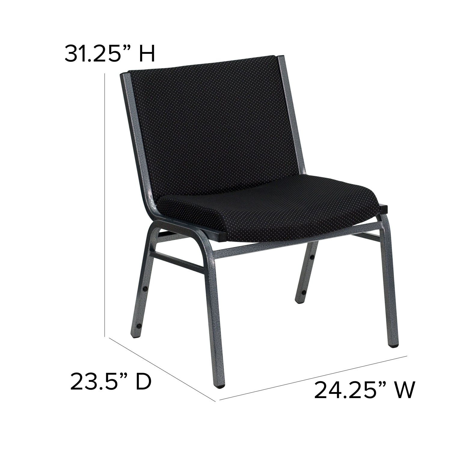 Flash Furniture HERCULES Big And Tall 1000 lb Rated Fabric Stack Chair BlackSilvervein PopularChairscom