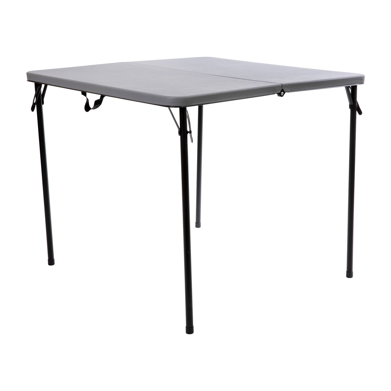 Flash Furniture Square Bi-Fold Plastic Folding Table, 28-1/2inH x 34inW x 34inD, Gray - Image 3