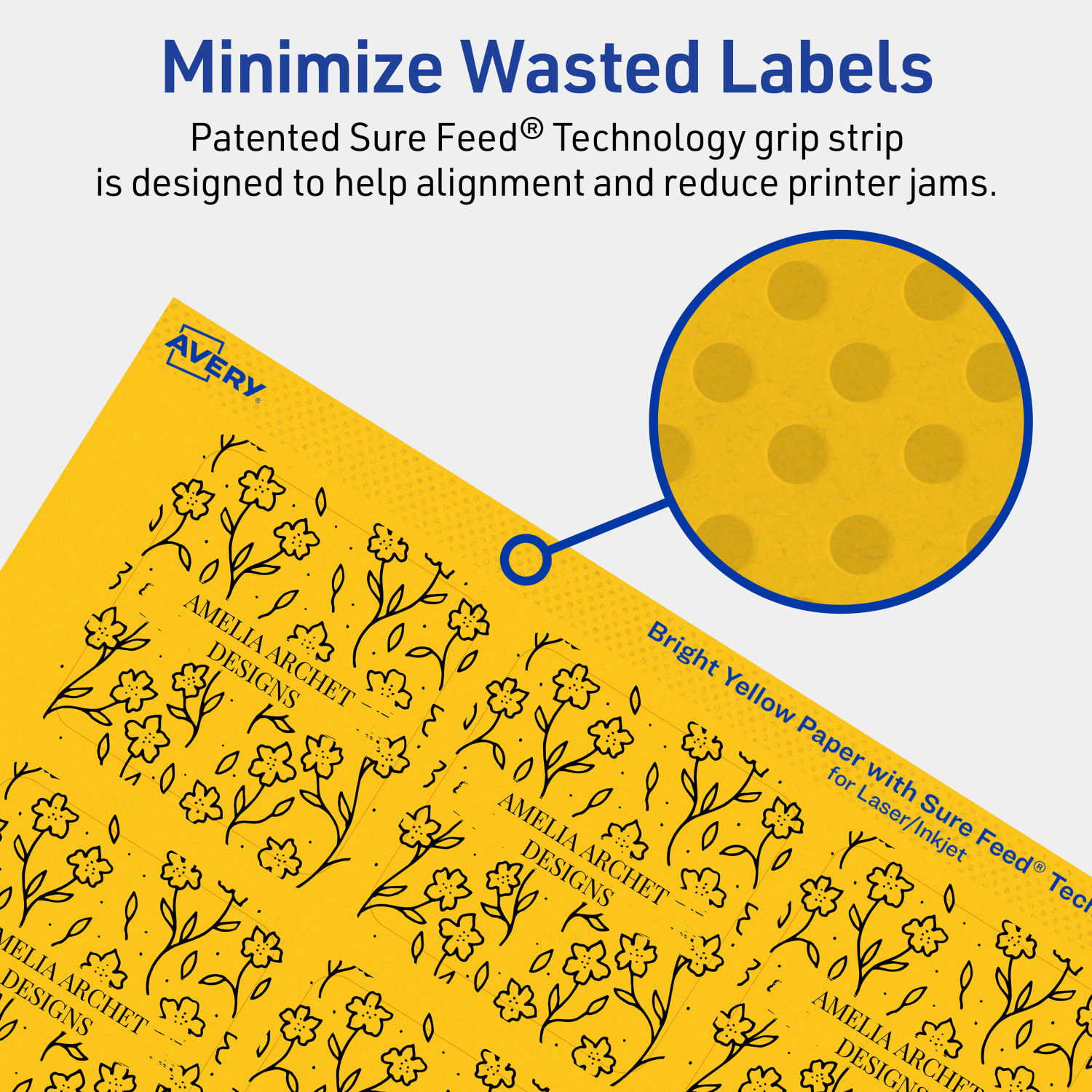Avery Print-To-The-Edge Labels With Sure Feed Technology And Easy Peel, 94105-BYP10, Square, 2-1/8in x 2-1/8in, Matte Bright Yellow, Pack of 120 - Image 5