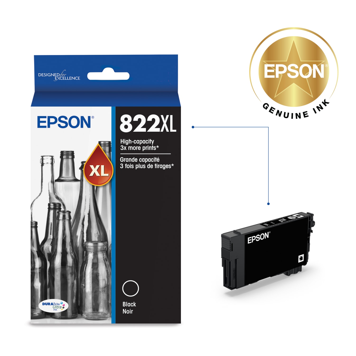 Epson 822XL DuraBrite Black High-Yield Ink Cartridge, T822XL120-S - Image 3