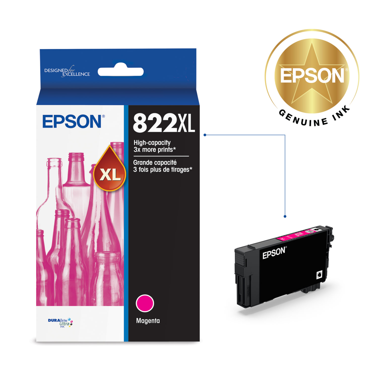 Epson 822XL DuraBrite Magenta High-Yield Ink Cartridge, T822XL320-S - Image 3