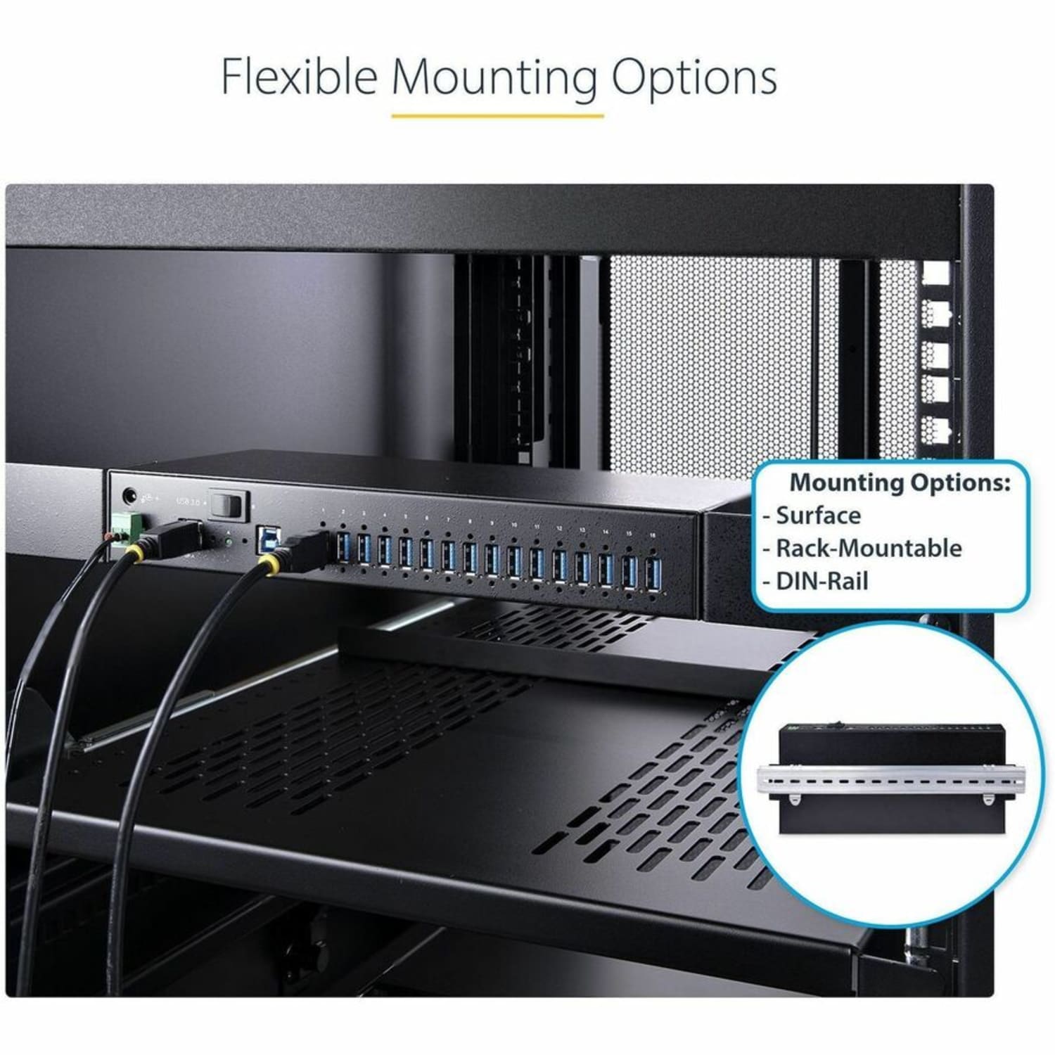 StarTech.com 16-Port Industrial USB 5Gbps Hub with Power Adapter, Mountable, Terminal Block Power, USB Charging, Dua - S5G16AINDSUSBAHUB - Image 5