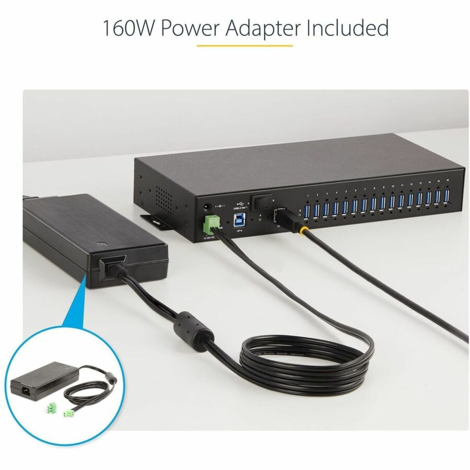 StarTech.com 16-Port Industrial USB 5Gbps Hub with Power Adapter, Mountable, Terminal Block Power, USB Charging, Dua - S5G16AINDSUSBAHUB - Image 6