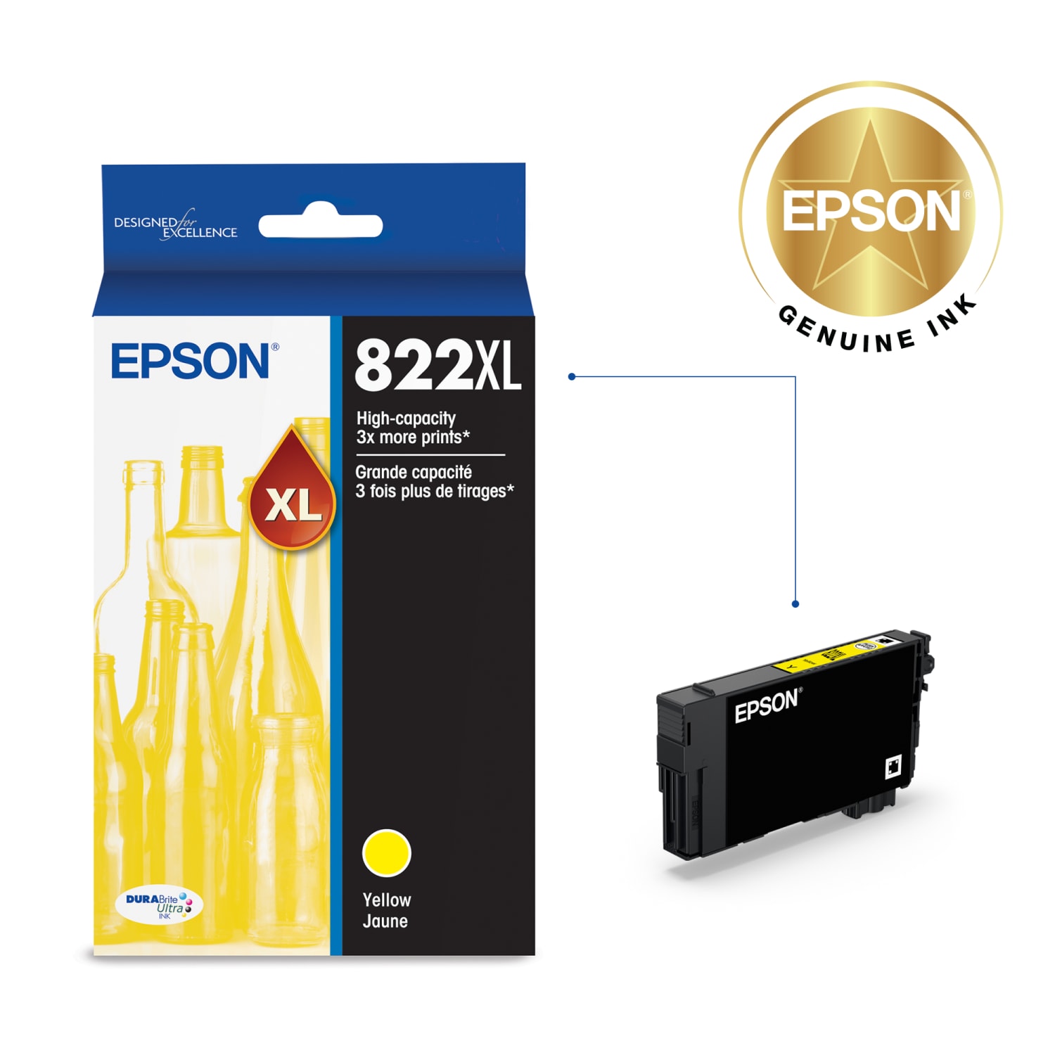 Epson 822XL DuraBrite Yellow High-Yield Ink Cartridge, T822XL420-S - Image 3