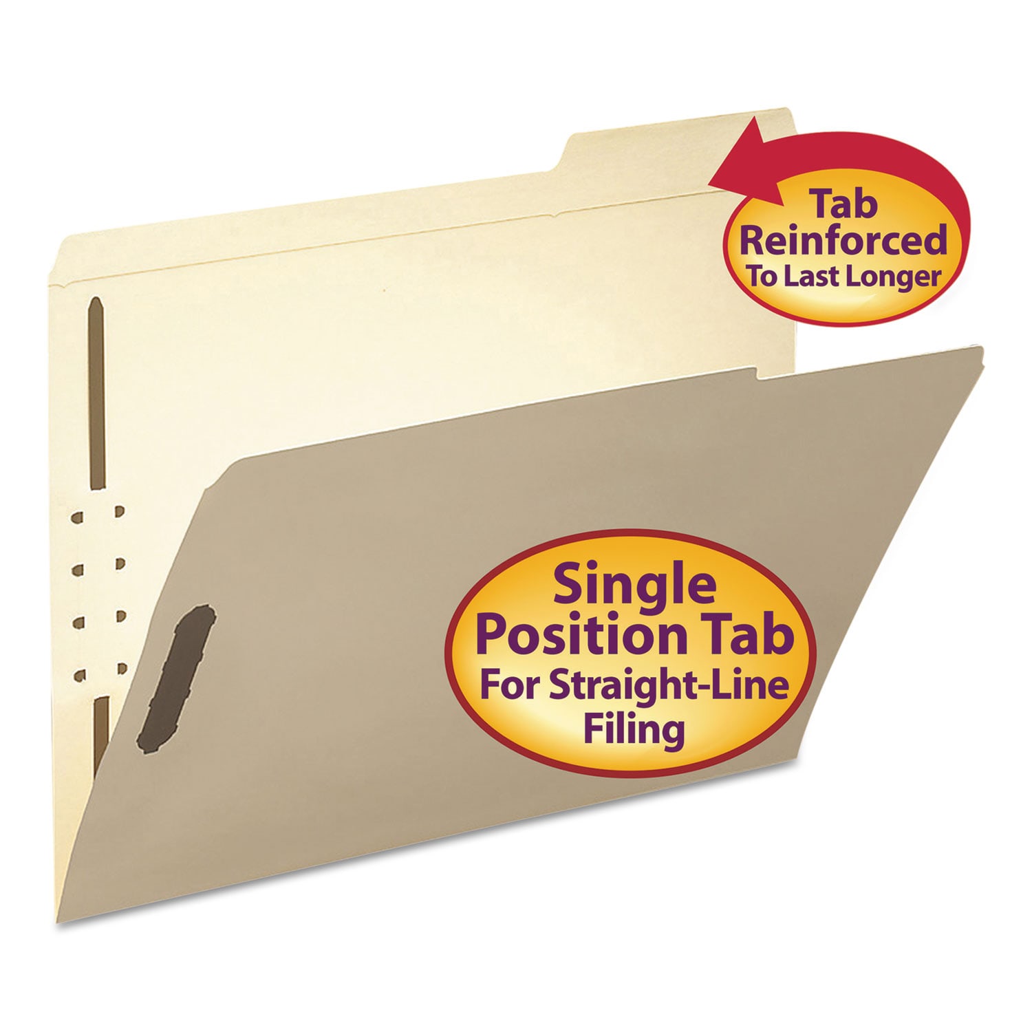 Smead Fastener Folders With Reinforced Tab, 2 Fasteners, Letter Size, 1/3-Cut Tab, 3/4in Expansion, Manila, Box Of 50 - Image 5