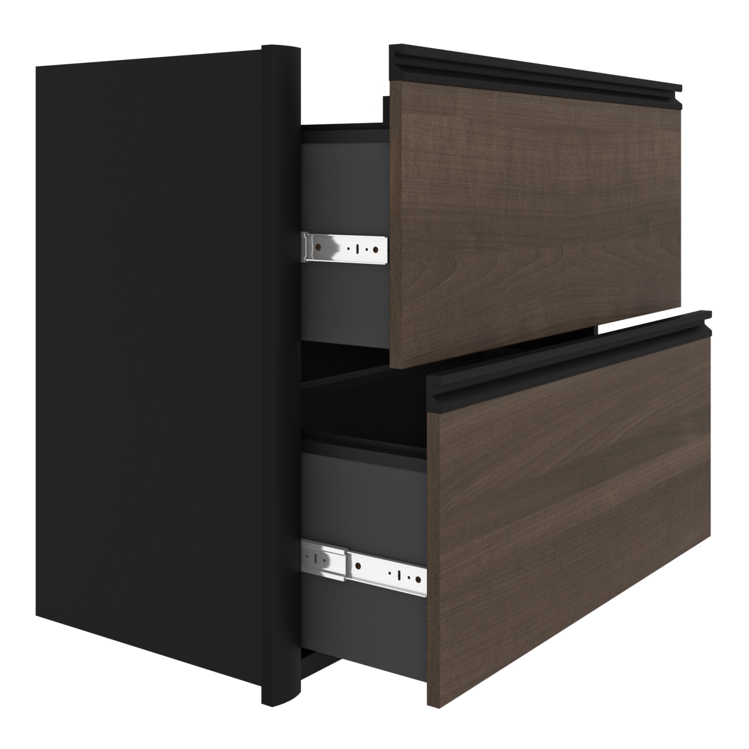 Bestar Connexion 72inW L-Shaped Corner Desk With Lateral File Cabinet, Antigua/Black - Image 5