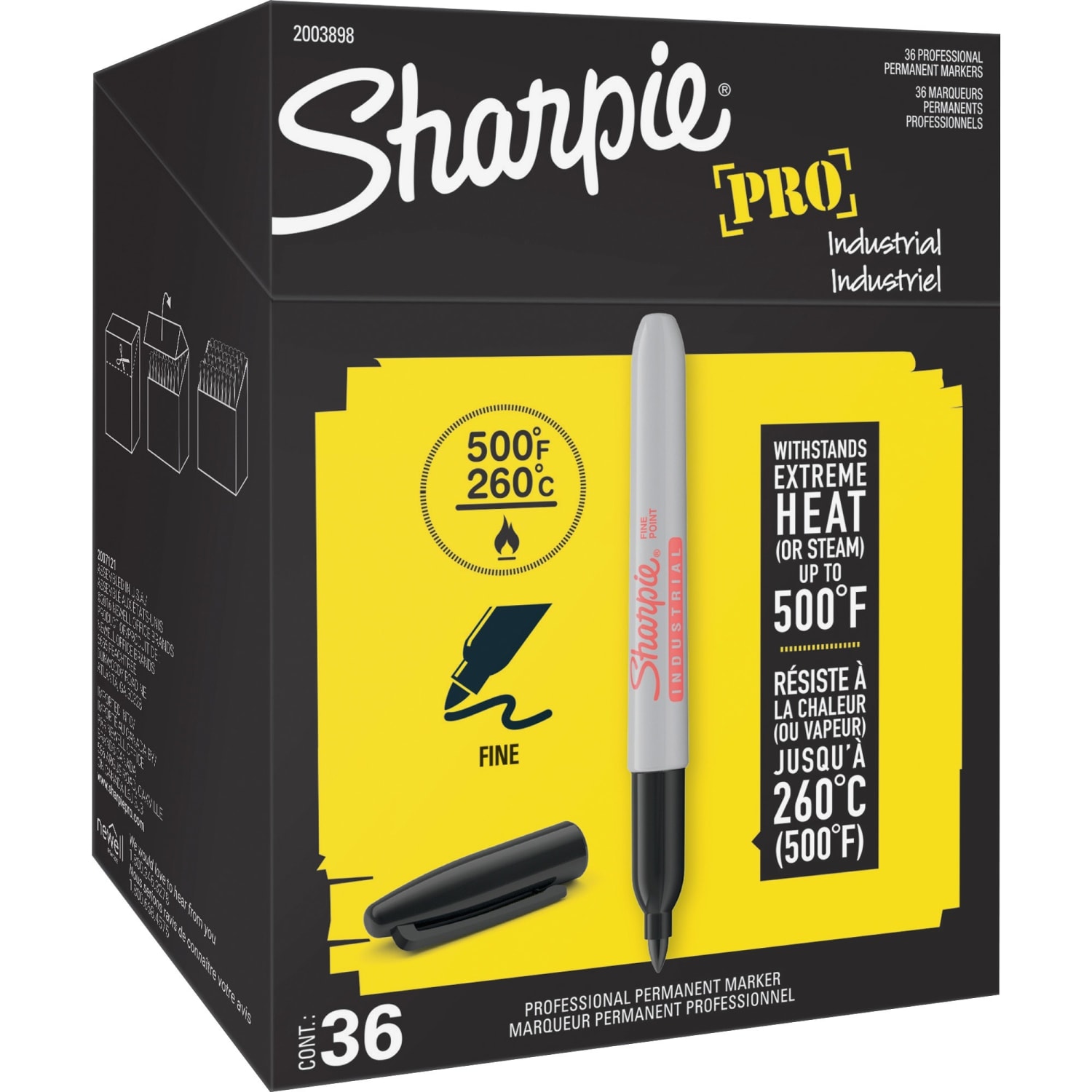 Sharpie Industrial Permanent Markers, Fine Tip, Black, Pack Of 36 - Image 3