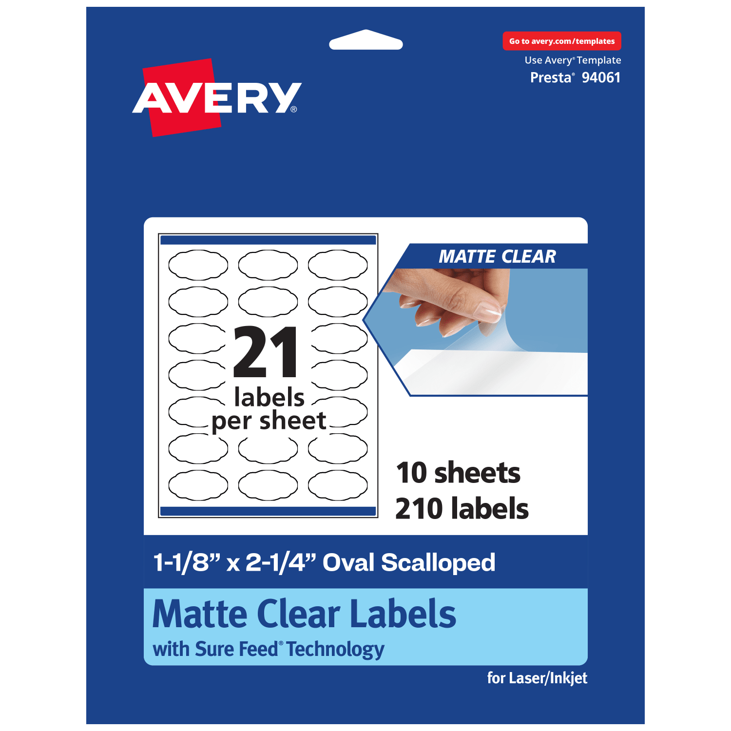 Avery Permanent Labels With Sure Feed, 94061-CMF10, Oval Scalloped, 1-1/8in x 2-1/4in, Matte Clear, Pack Of 210 - Image 3
