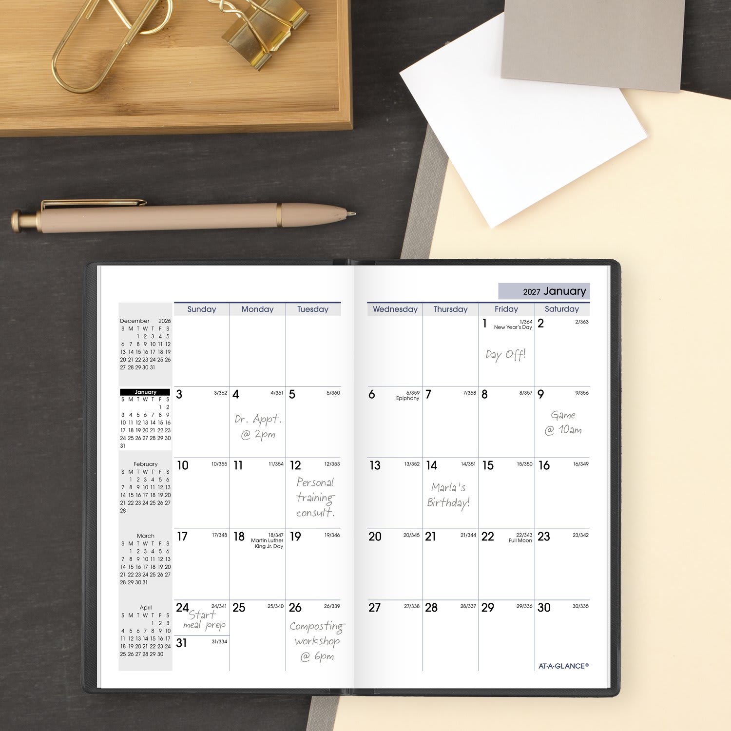 AT-A-GLANCE DayMinder 2027 Monthly Planner, Black, Pocket, 3 1/2in x 6in - Image 3