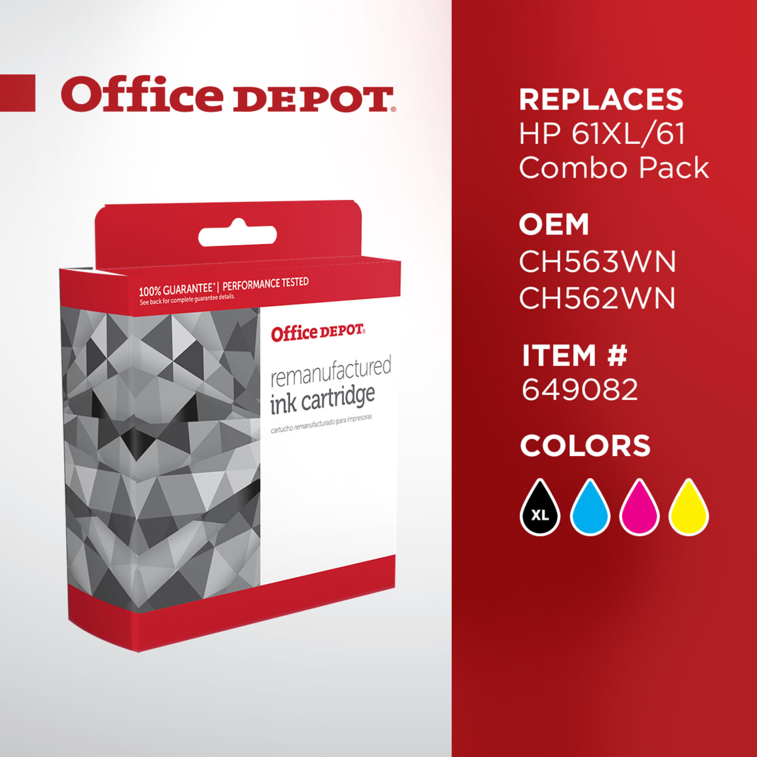 Office Depot Remanufactured Black And Tri-Color High-Yield Ink Cartridge Replacement For HP 61XL, 61, Pack Of 2, OD61XLK61C - Image 6