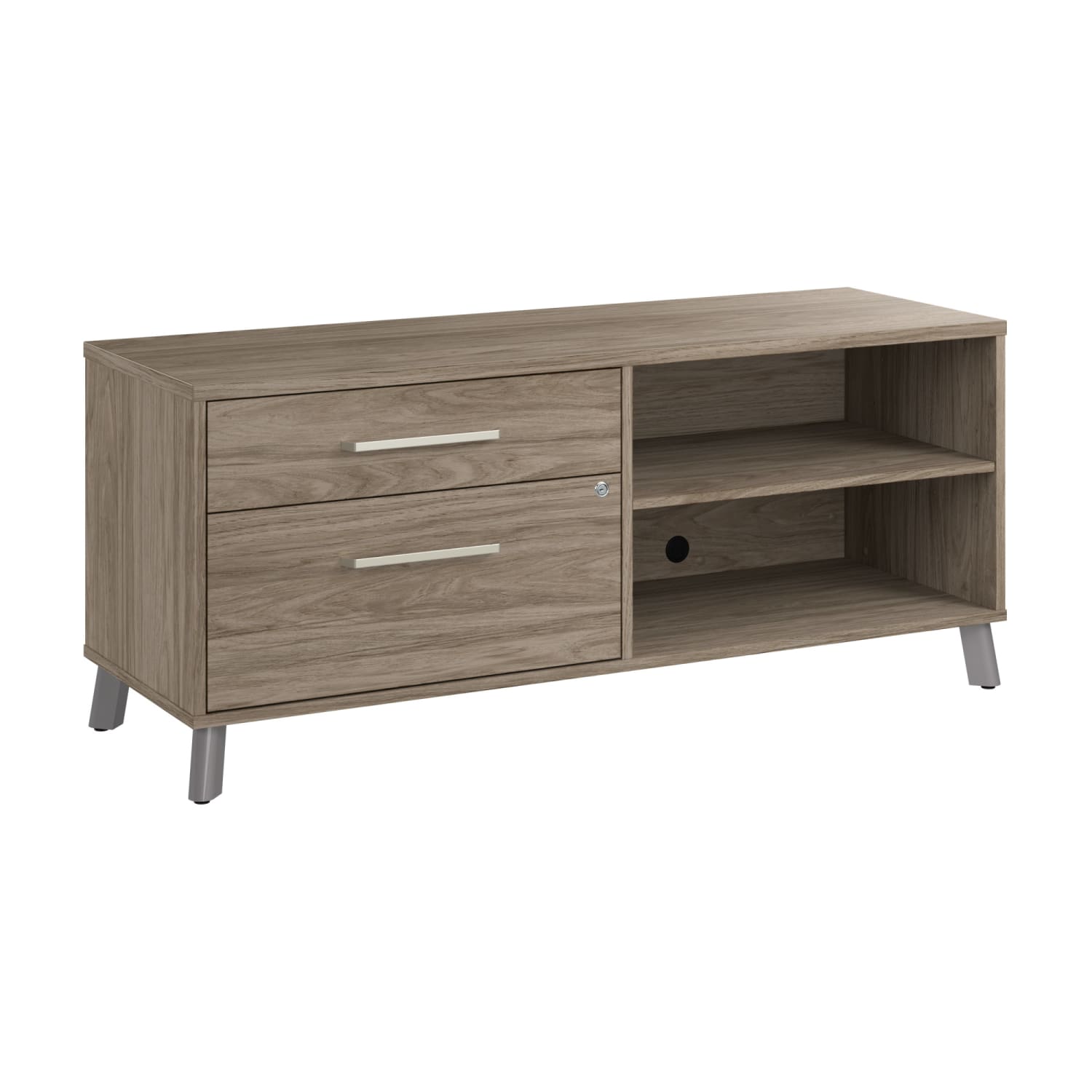 WorkPro Motiva 60inW Low Storage Cabinet With Drawers And Shelves, Modern Hickory, Standard Delivery - Image 6