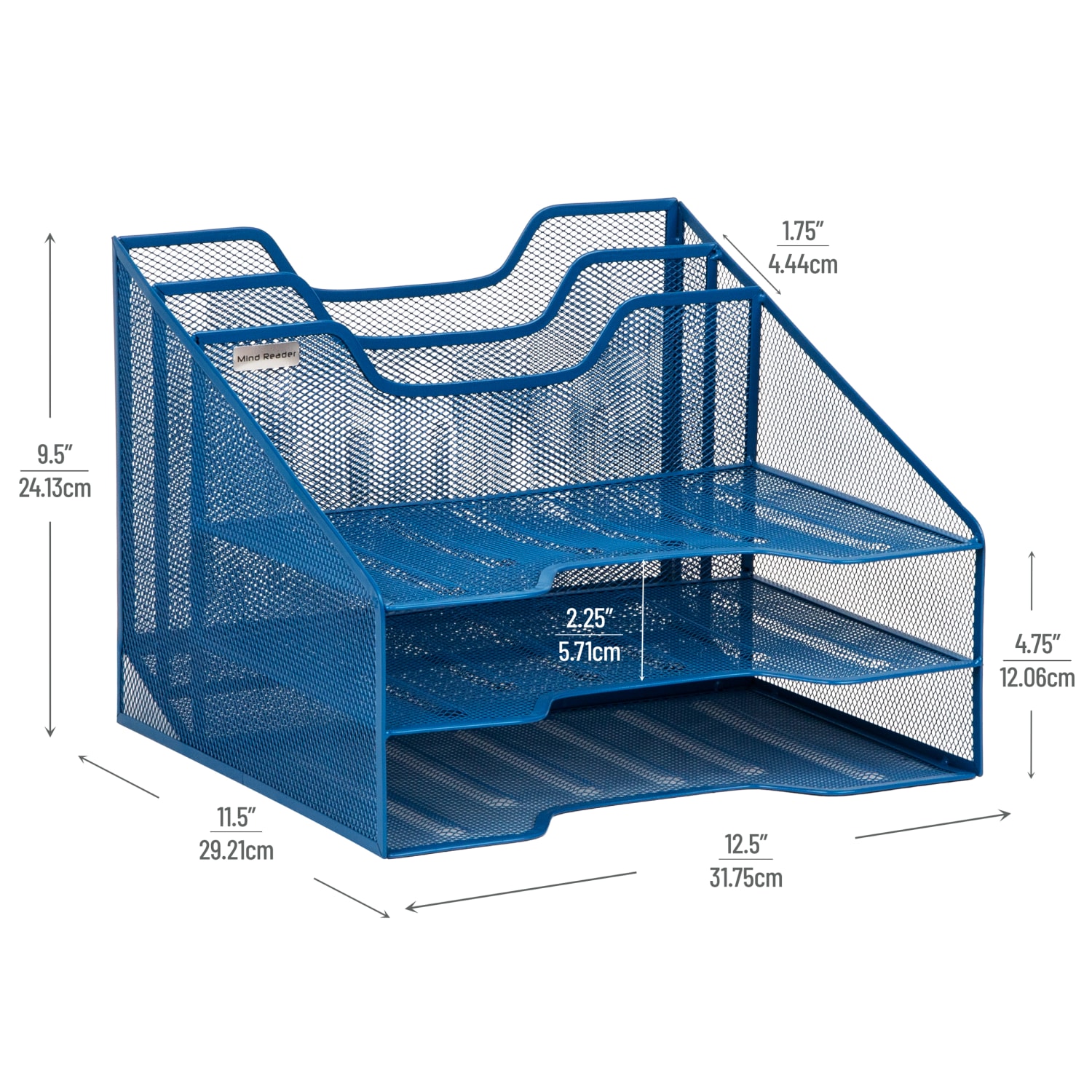 Mind Reader Desktop Vertical Paper Tray Organizer, 9-1/2in H x 11-1/2in W x 12-1/2in D, Turquoise - Image 4
