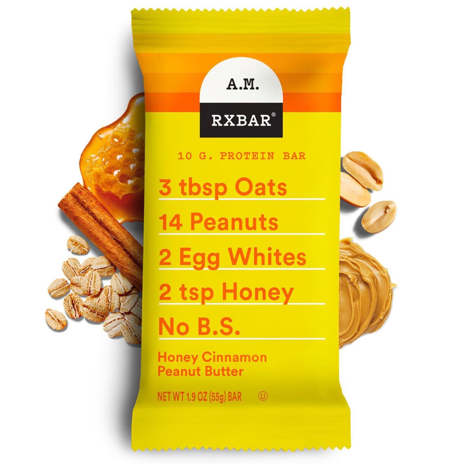 AM RXBAR Adult Bars, Honey Cinnamon Peanut Butter, 1.9 Oz, 5 Bars Per Pack, Case Of 2 Packs - Image 5