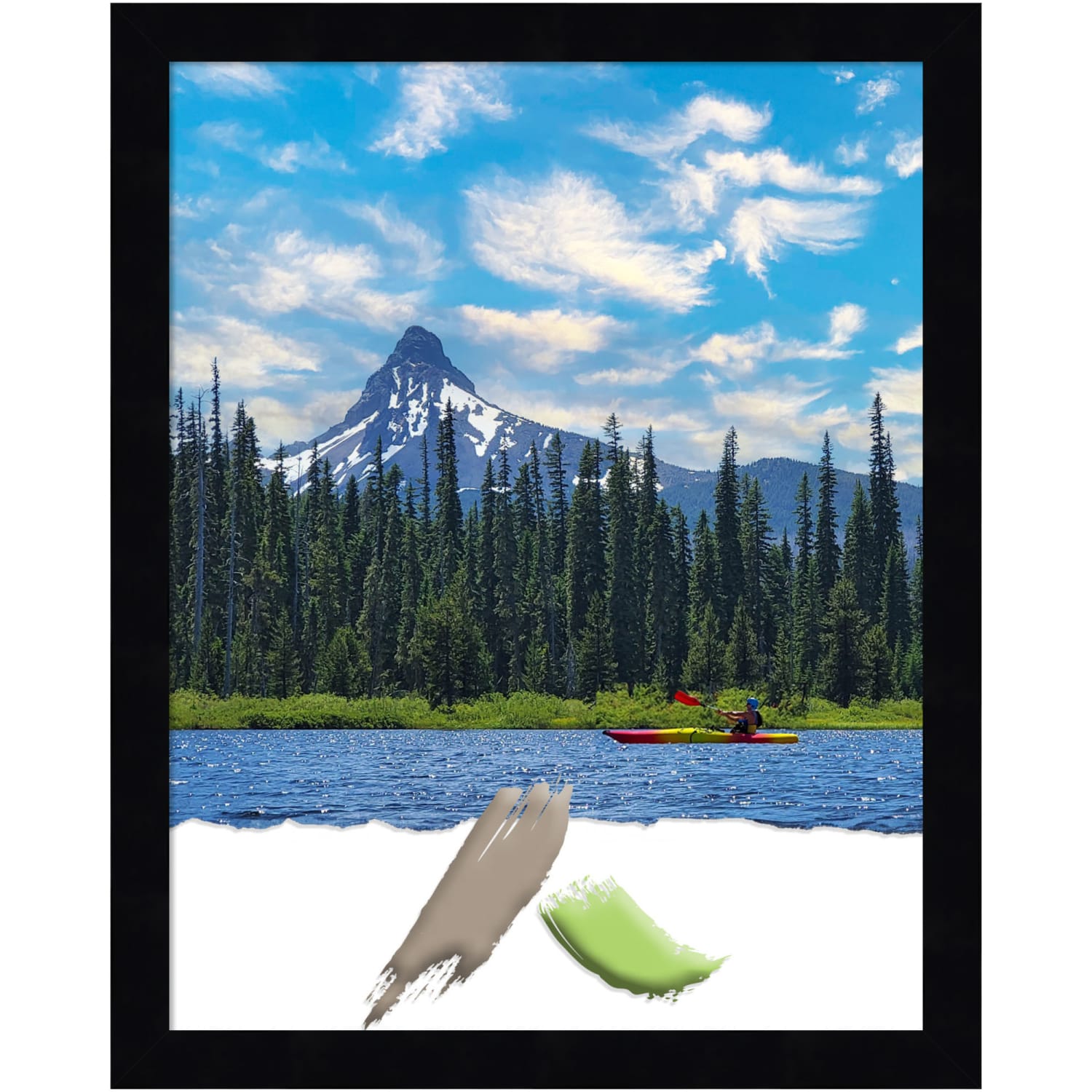 Amanti Art Wood Picture Frame, Opening Size 11in x 14in, 12in x 15in, Svelte Noir Black