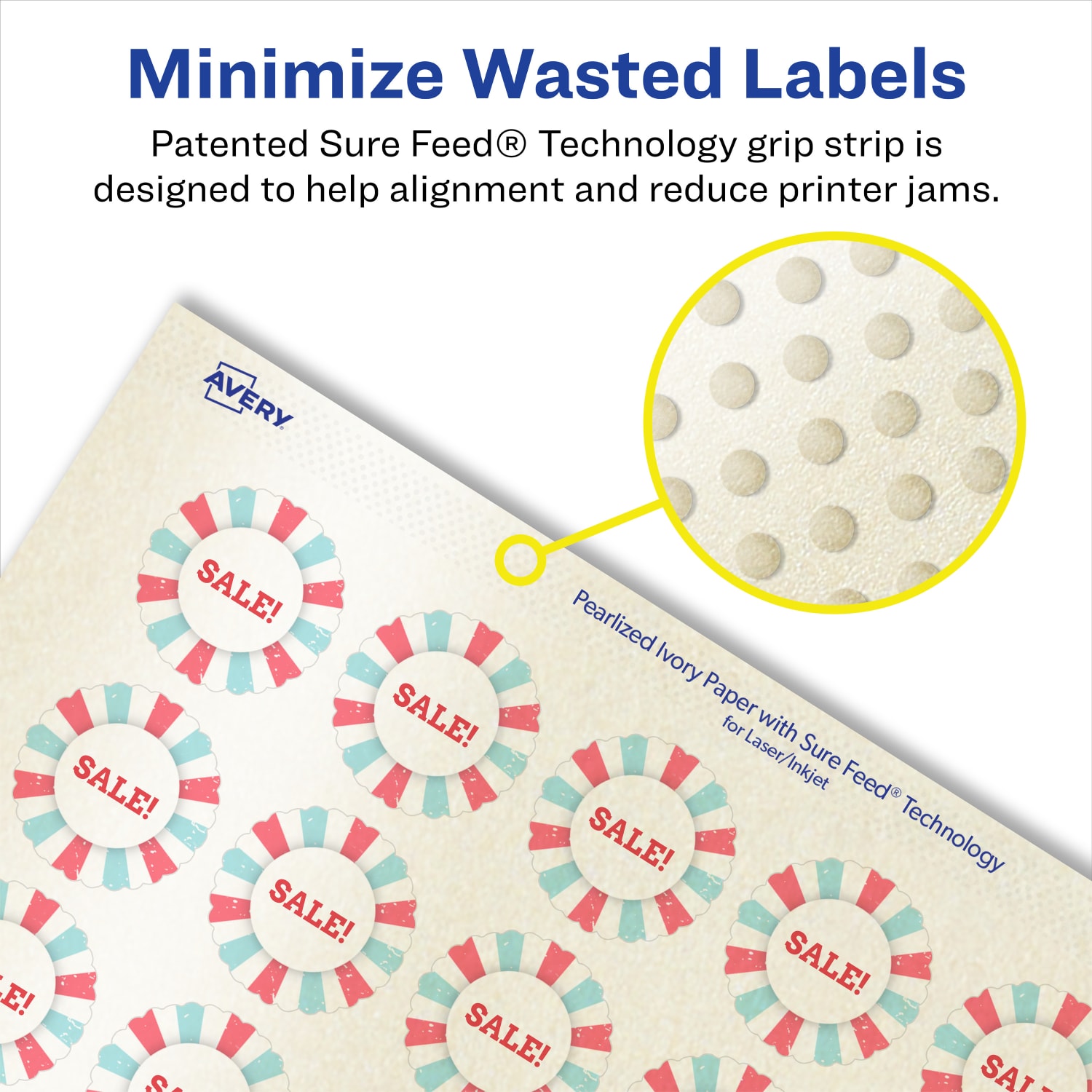 Avery Pearlized Permanent Labels With Sure Feed, 94606-PIP25, Starburst, 1in, Ivory, Pack Of 1,200 Labels - Image 5