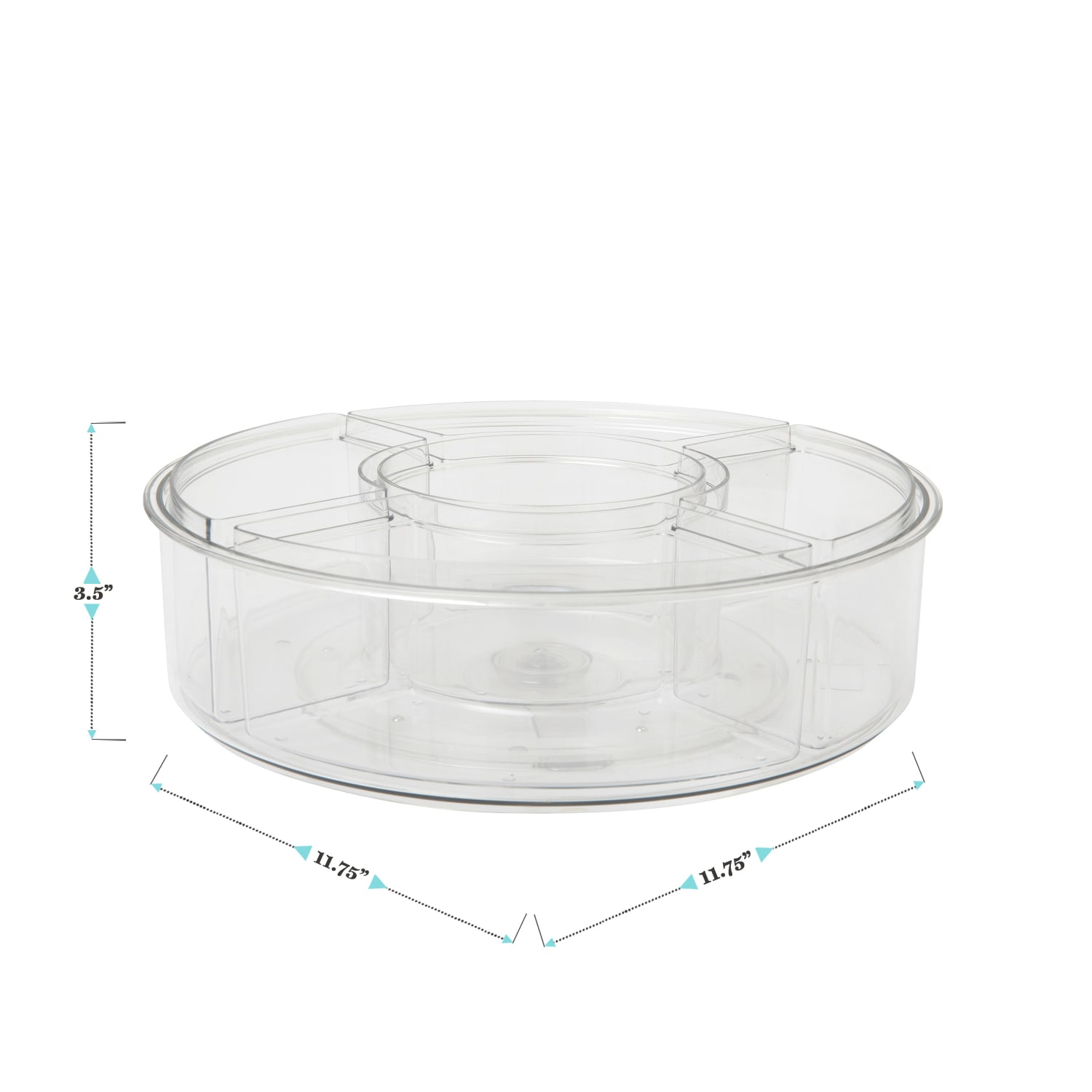 Martha Stewart Brody Divided Lazy Susan Organizer With 5 Removable Bins, 3-1/2inH x 11-3/4inW x 11-3/4inD, Clear - Image 5