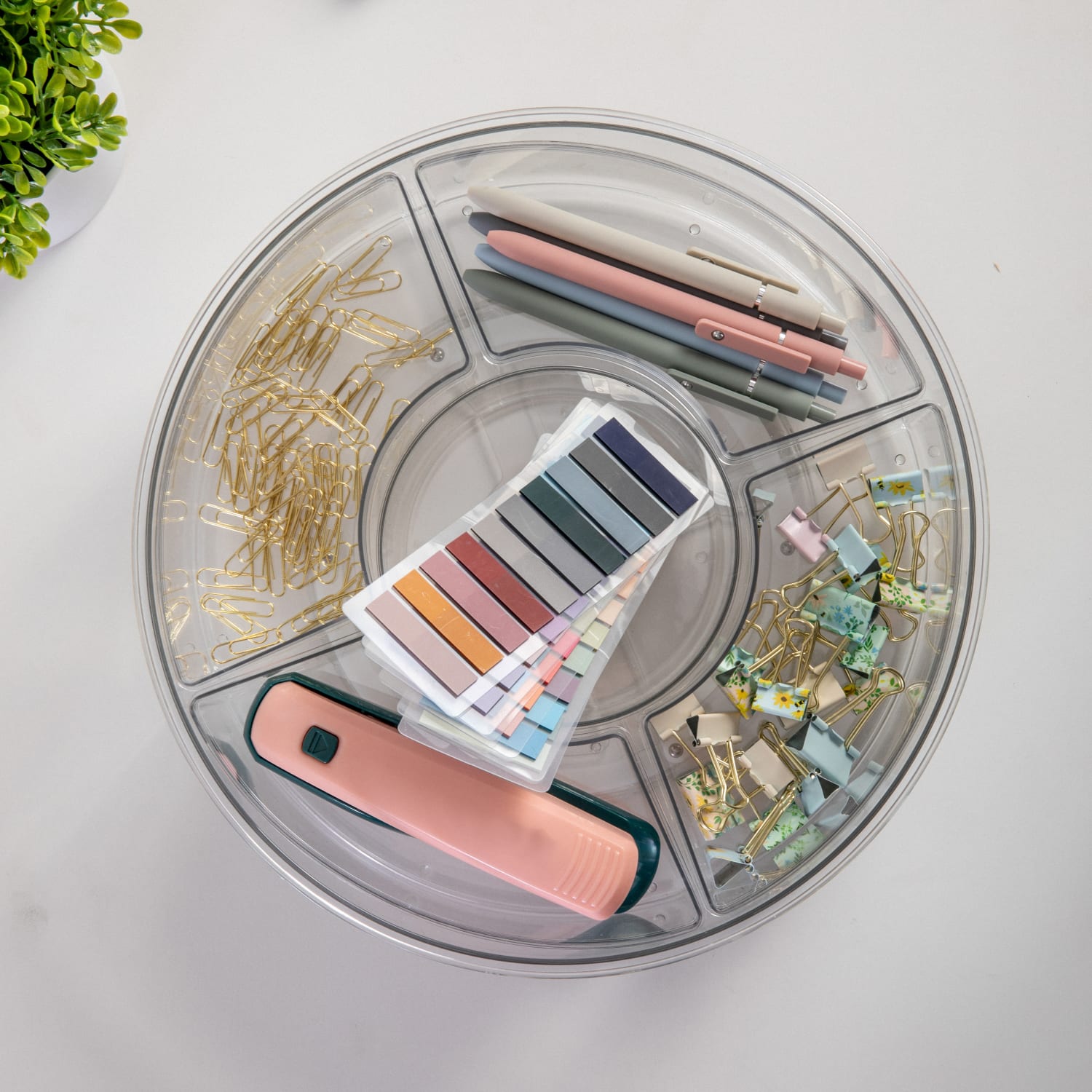 Martha Stewart Brody Divided Lazy Susan Organizer With 5 Removable Bins, 3-1/2inH x 11-3/4inW x 11-3/4inD, Clear - Image 6