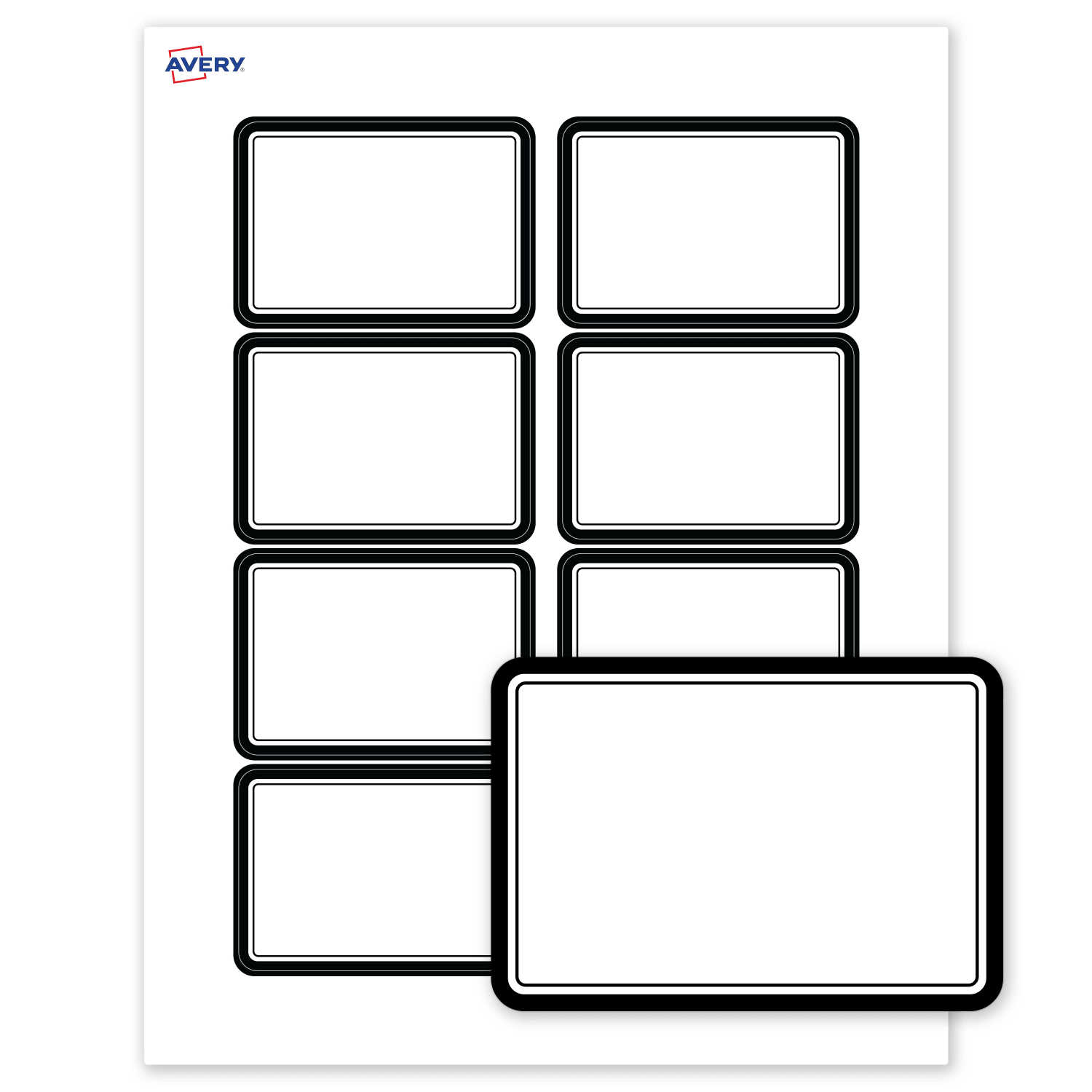 Avery Printable Adhesive Name Badges/Preprinted Designs, Rectangle, S00-EY6, 2-1/3in x 3-3/8in, Matte White/Double Black Border, Pack Of 80 - Image 3