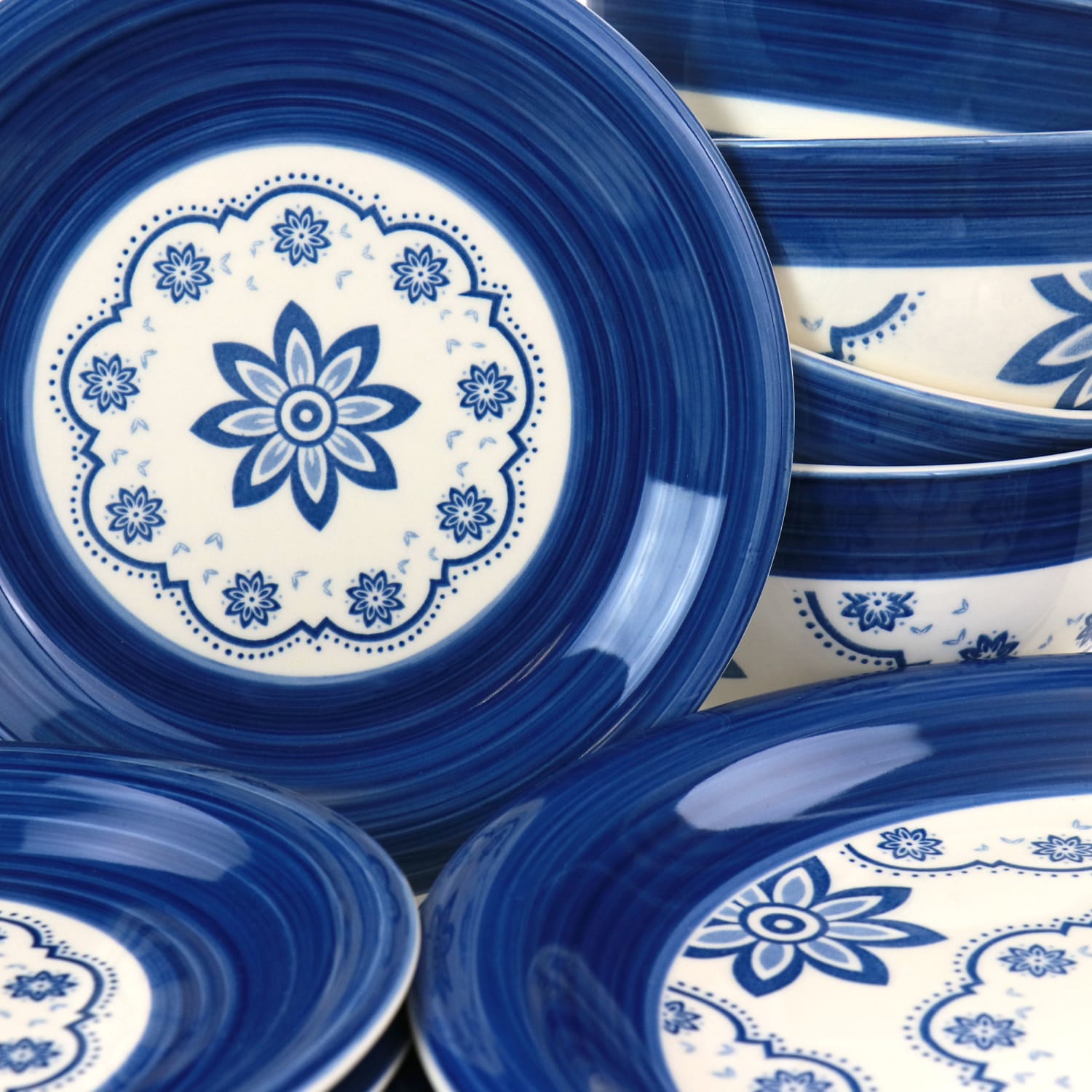 Gibson Home Sundial 12-Piece Dinnerware Set, Blue - Image 3