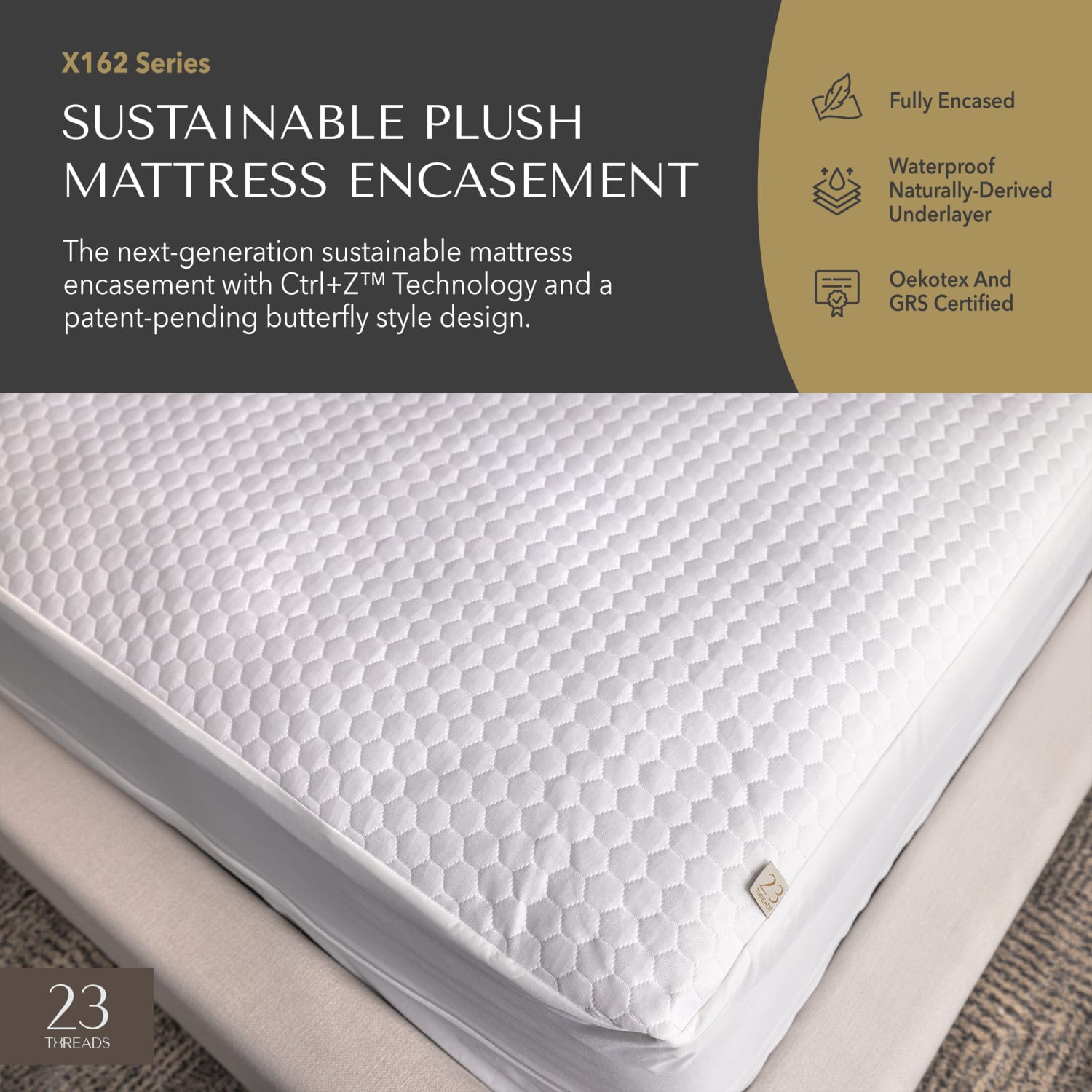23 Threads Knitted Matelasse Mattress Encasement, Ctrl+Z Technology, White, Twin Extra Deep, Case Of 10 - Image 3