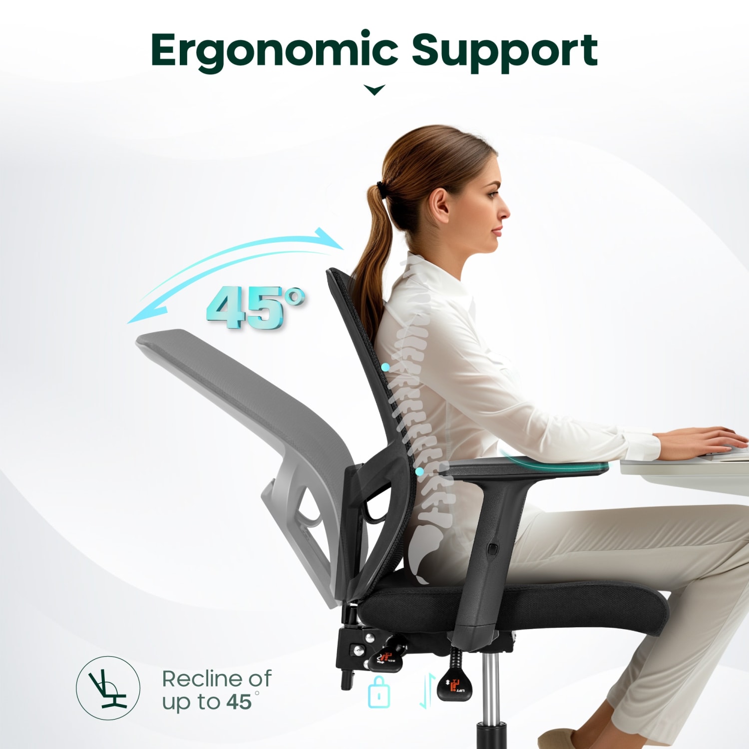 ALPHA HOME Ergonomic Mesh Mid Back Office Task Chair Black PopularChairscom