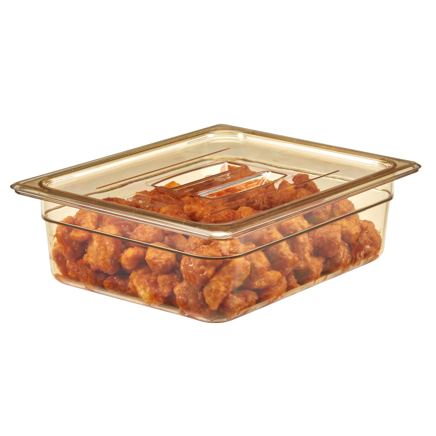 Cambro High Heat Half-Size H-Pan Lids With Handles, 12-3/4in x 10-7/16in, Amber, Case Of 6 Lids - Image 3