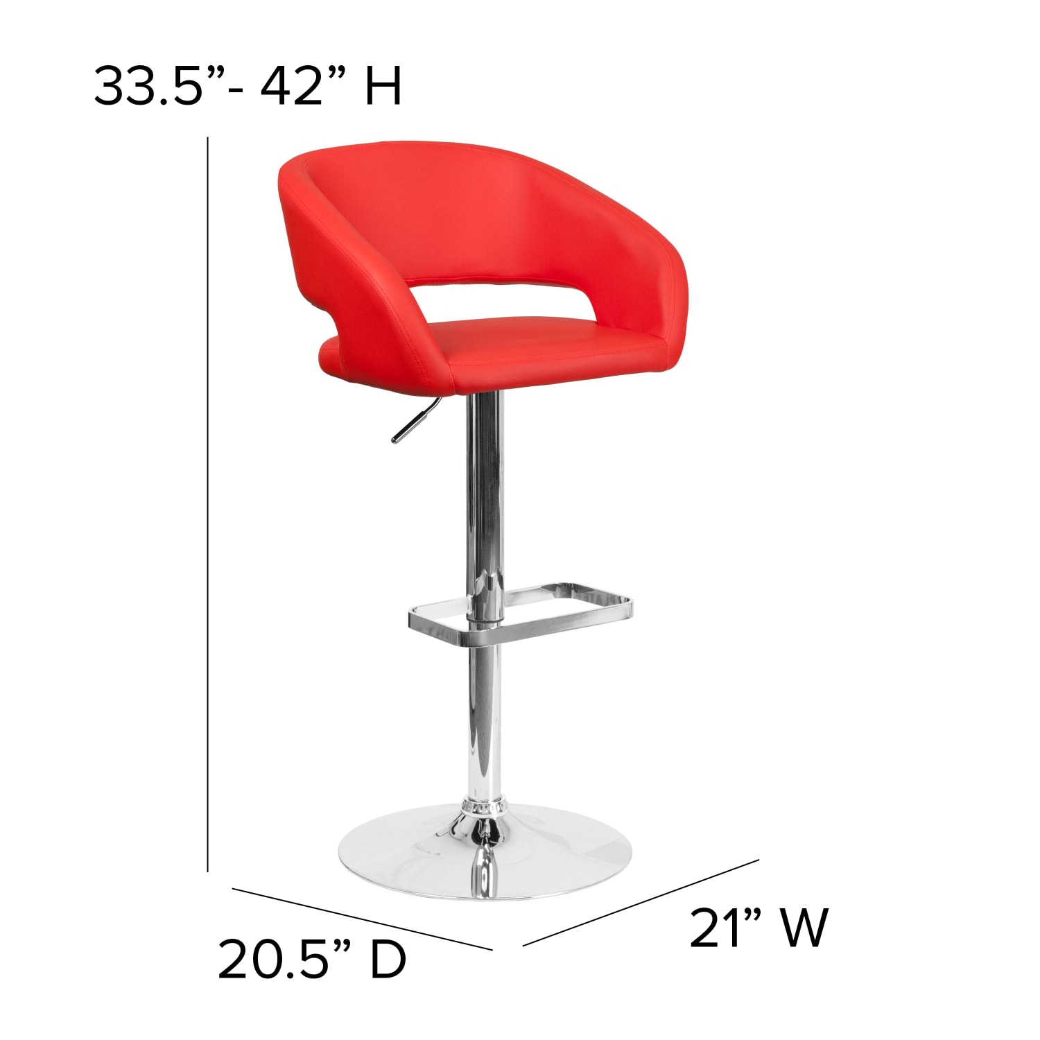 Flash Furniture Contemporary Vinyl Adjustable Height Bar Stool With Rounded Back RedChrome PopularChairscom Flash Furniture Contemporary Vinyl Adjustable Height Bar Stool With Rounded Back RedChrome PopularChairscom